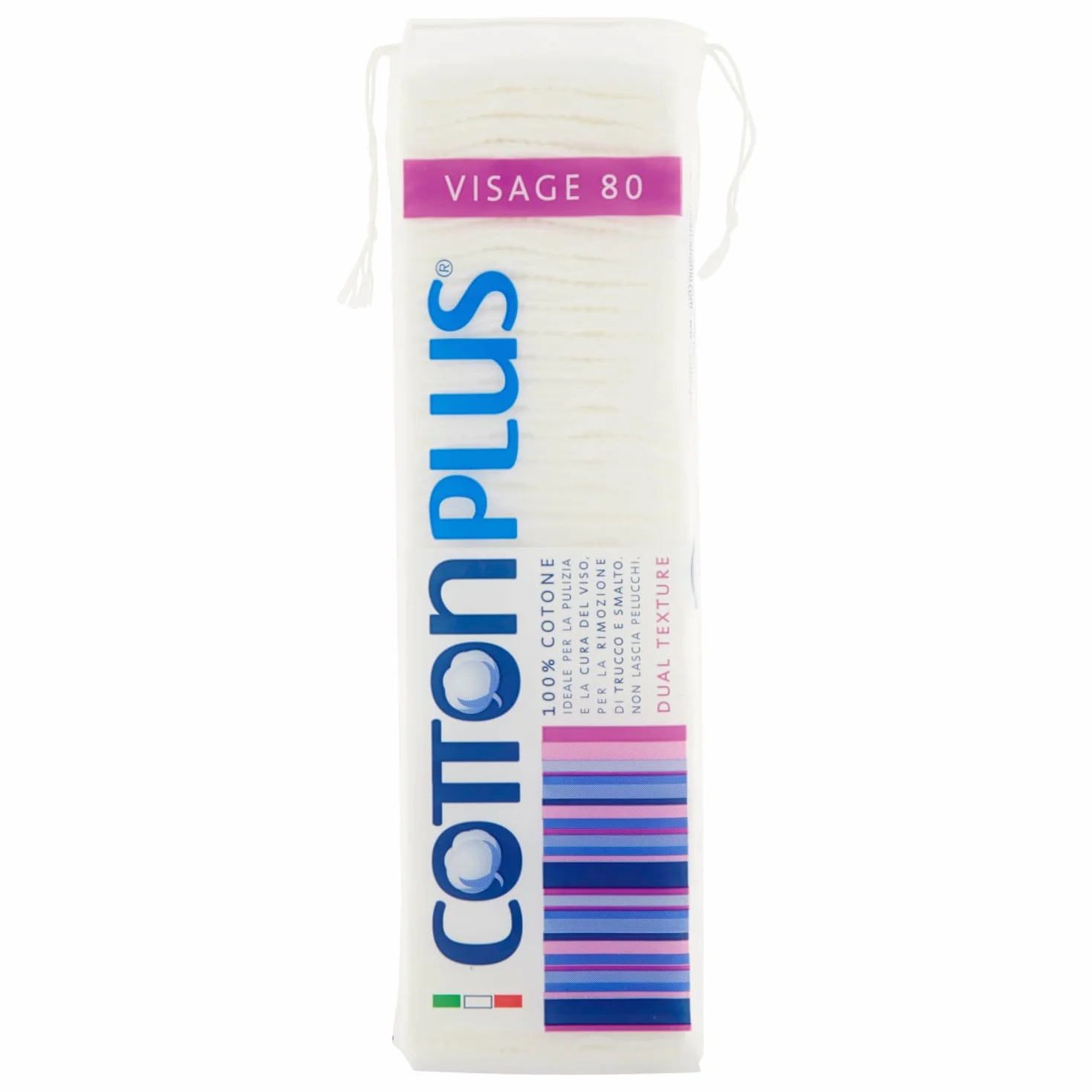Cotton Plus - Kwadratowy środek do usuwania makijażu – 100% bawełna – 80 sztuk