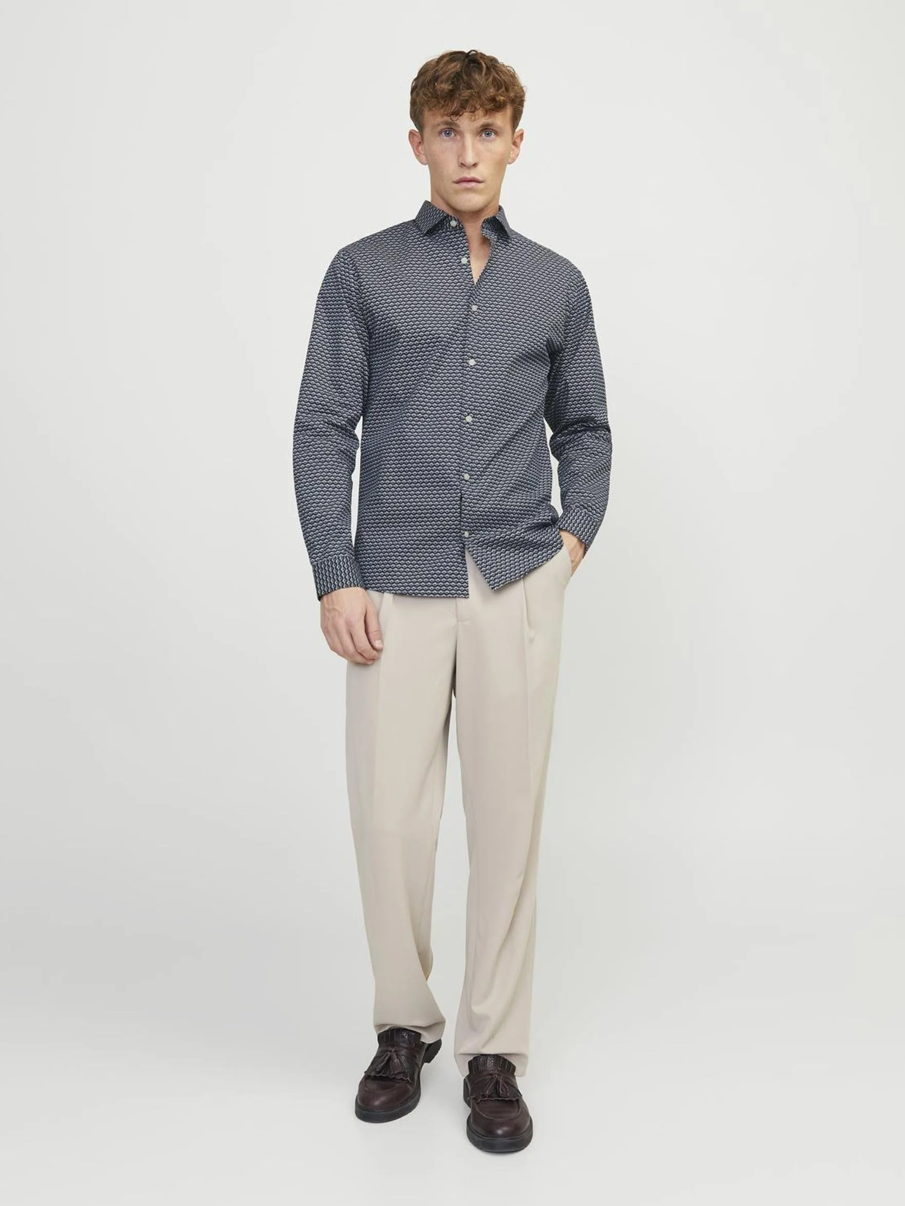 JACK & JONES Koszula Mężczyźni Jprblablackpool Stretch Shirt Ls Ss24 Sn