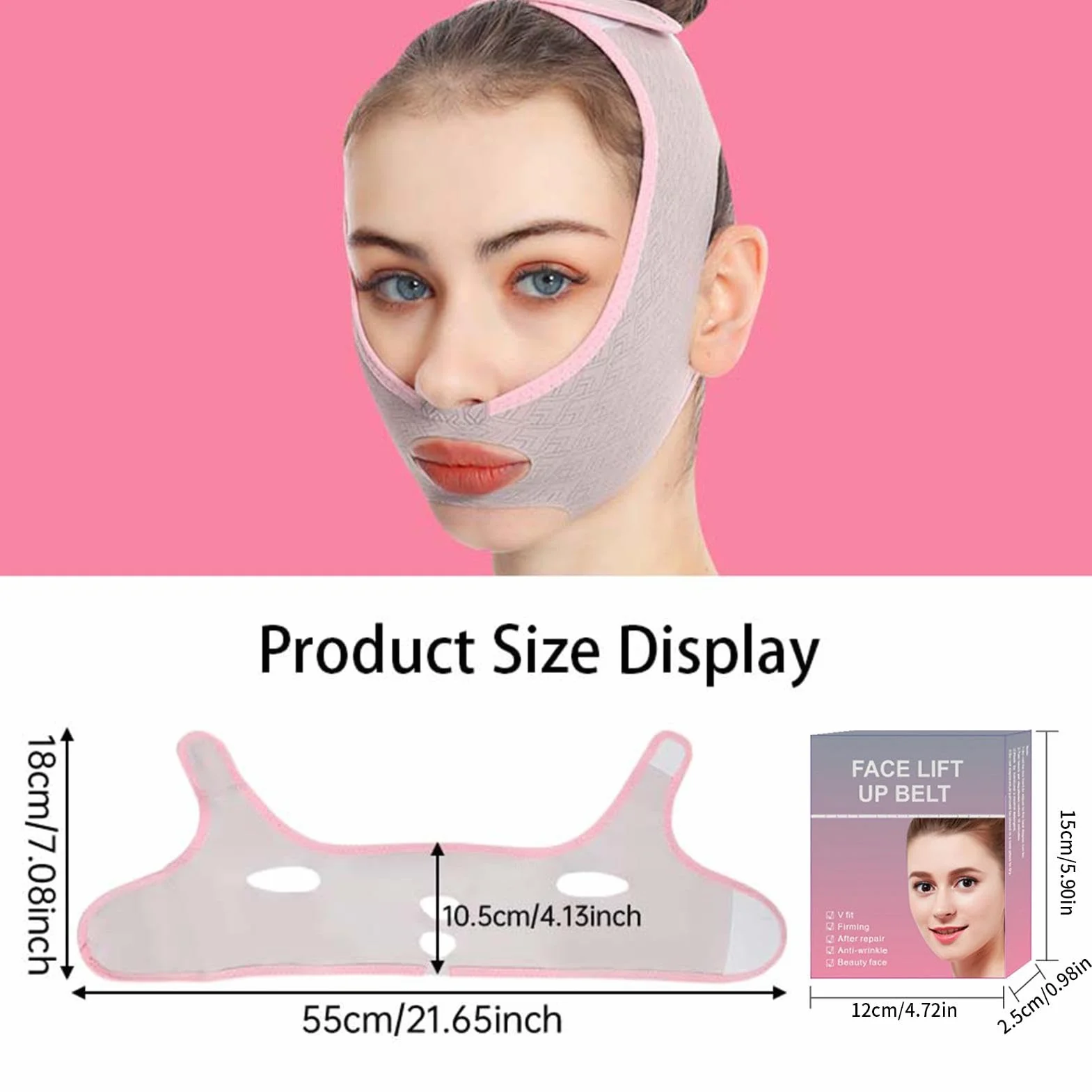 Adjustable V Face Lifting Strap, Breathable Double Chin Reducer, Reusable Face Shaping Band for Firming and Contouring, Comfortable Slimming Belt for Neck, Jawline, and Chin