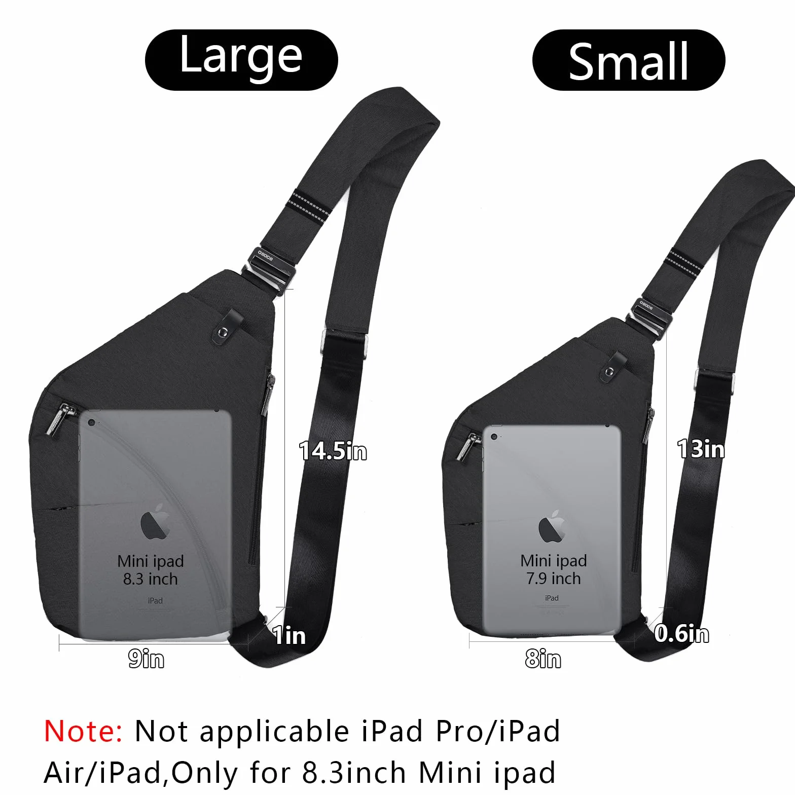 OSOCE Męska torba na klatkę piersiową, antykradzieżowa torba na ramię, torba crossbody, wodoodporne torby, pokrowiec na rower, wędrówki, podróż dla mężczyzn i kobiet, 2.0 Czarny, L,