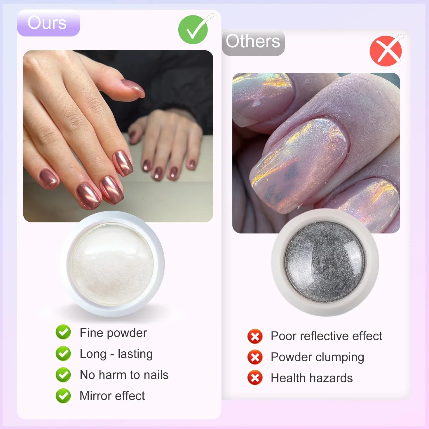 6 kolorów chromowany puder do paznokci - metaliczny efekt lustrzany Cromer Nail Powder, perłowy złoty holograficzny puder do zdobienia paznokci, dekoracja manicure, 6 kolorów