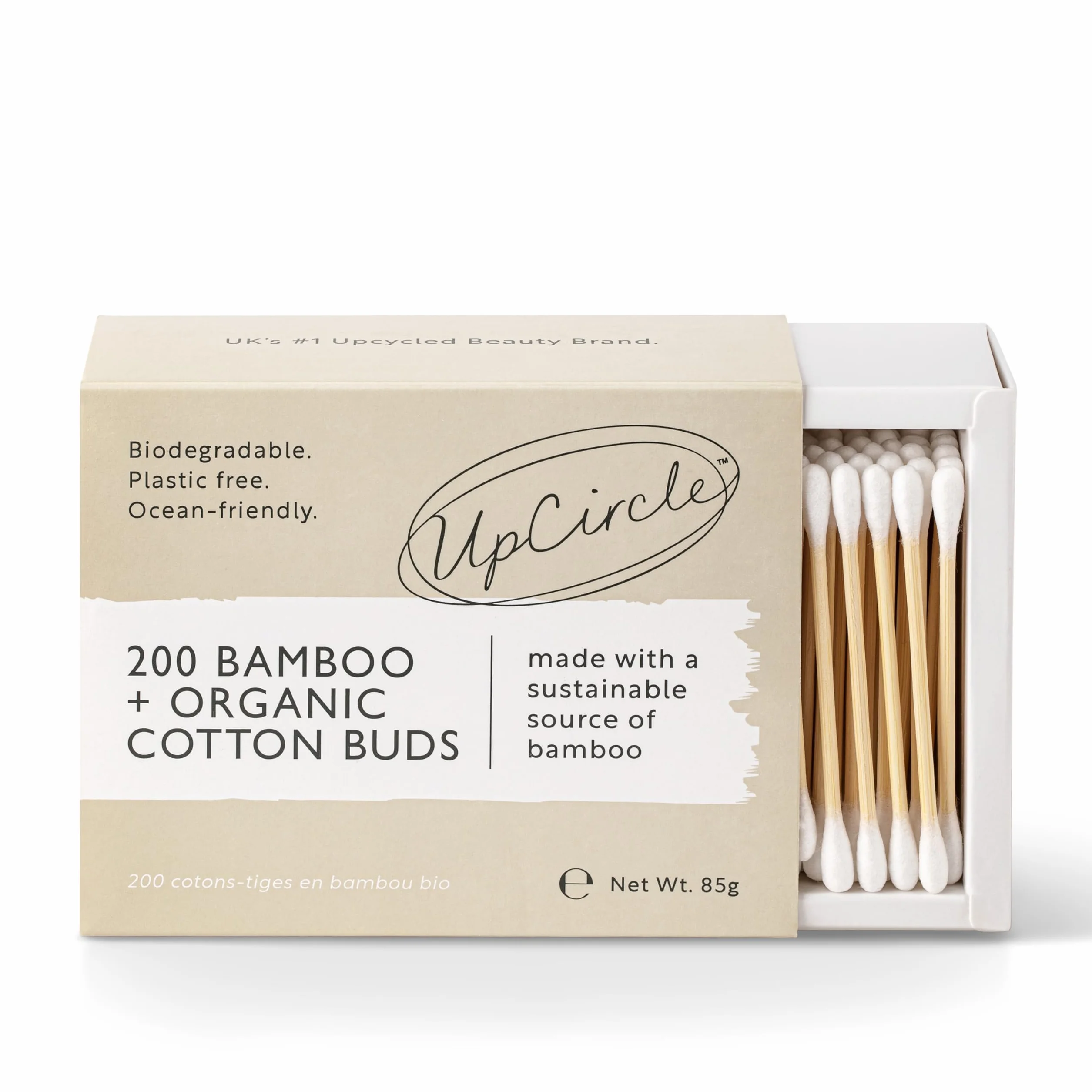Upcircle Bamboo+ Patyczki Kosmetyczne, 200 Sztuk
