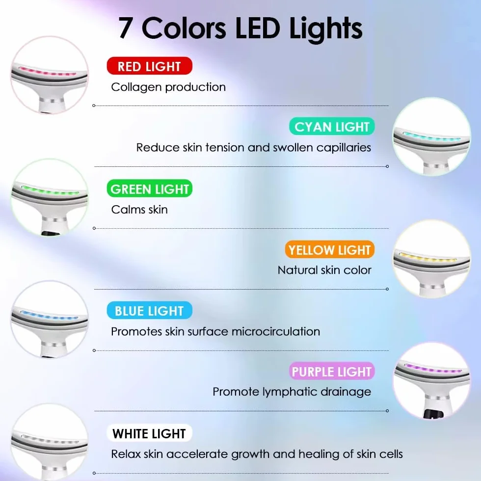 Elektryczny masażer do twarzy Lifting przeciwzmarszczkowy 5℃ Zimna i 45℃ Terapia ciepłem 6 trybów 4 diody LED EMS Gua Sha