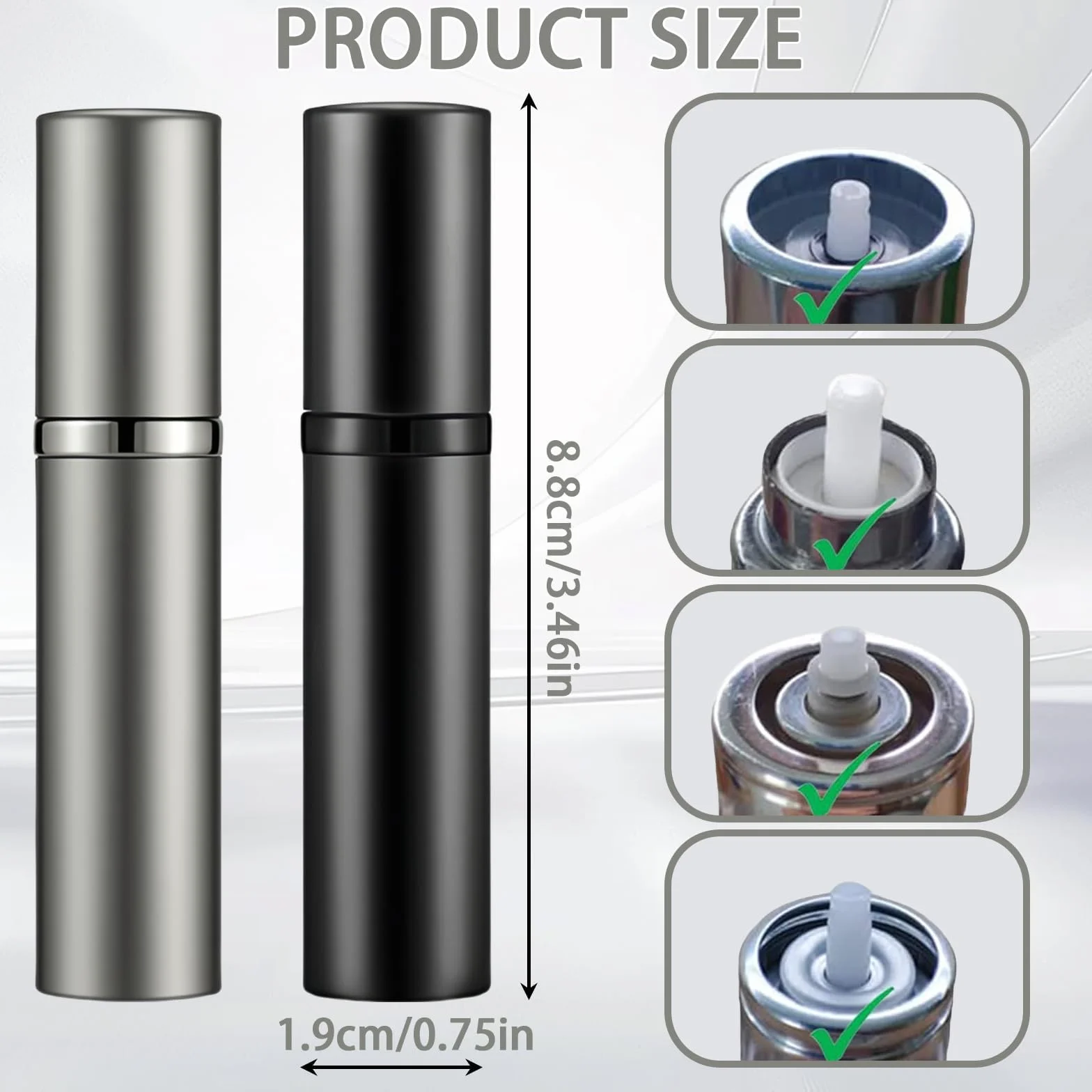 Atomizer perfum 5 ml czarny szary podróżny pojemnik na perfumy wielokrotnego napełniania