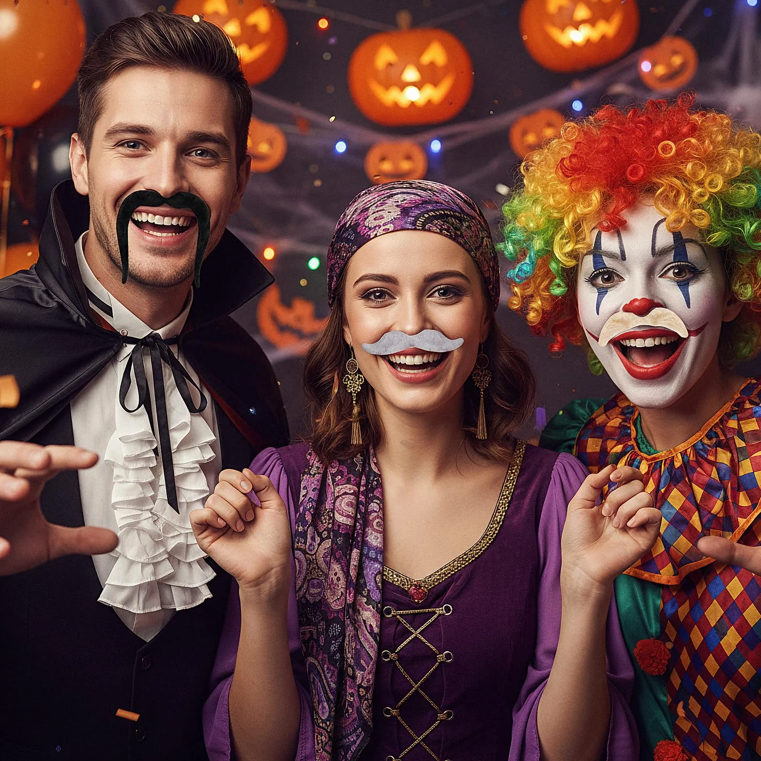 Sztuczne wąsy, 20 stylów, przyklejane wąsy, dla dorosłych, samoprzylepne, realistyczne, sztuczne wąsy, fantazyjne przebranie na przyjęcie urodzinowe, nowość, fantazyjne meksykańskie kostiumy