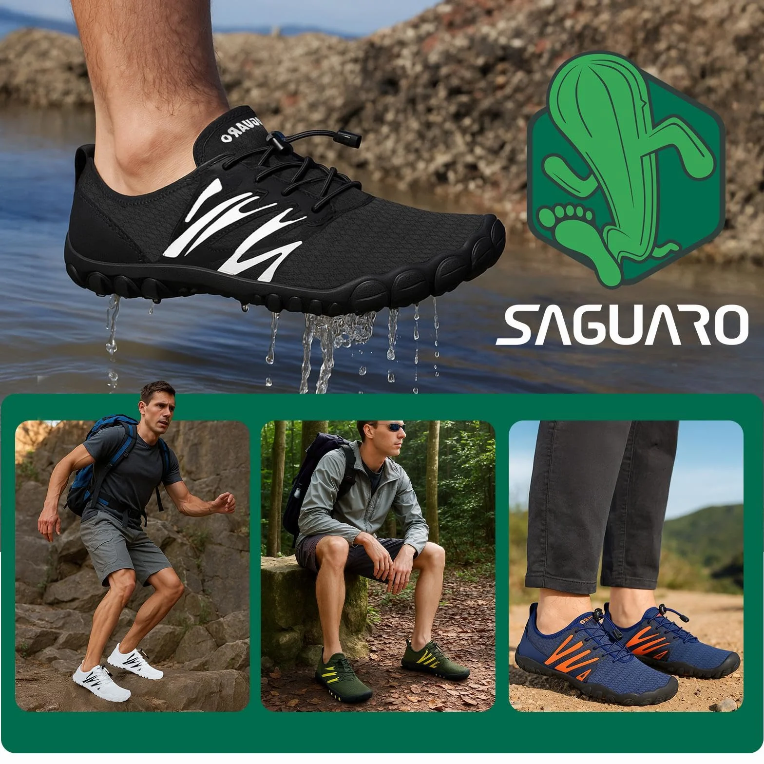 SAGUARO Barefoot Męskie buty do rakiety, lekkie, oddychające, szybkoschnące, 39-48