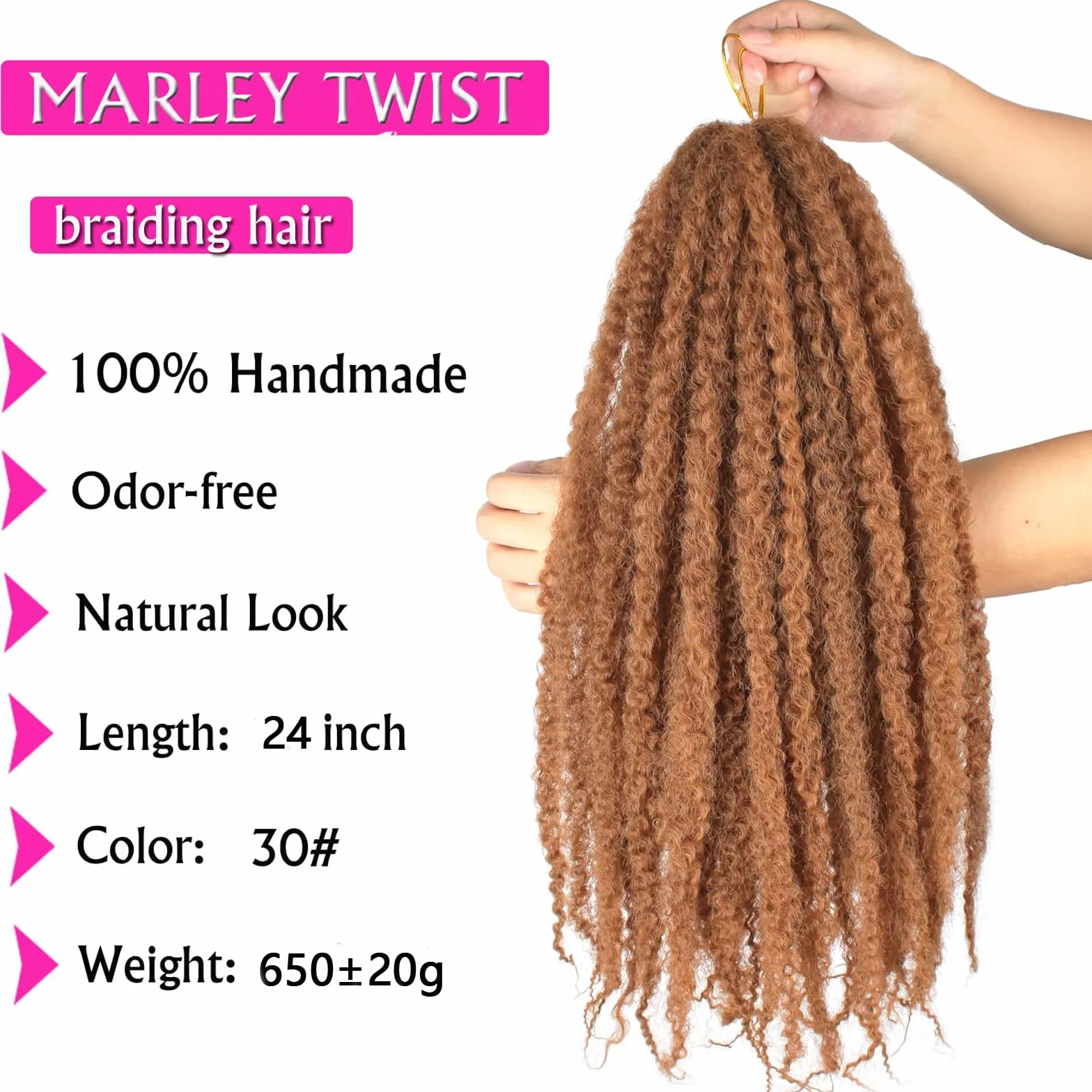 Enbeautiful Marley Twist Kręcone włosy 44 cali, 8 opakowań, 40 cm, 8 opakowań warkoczyków Marley, 30#