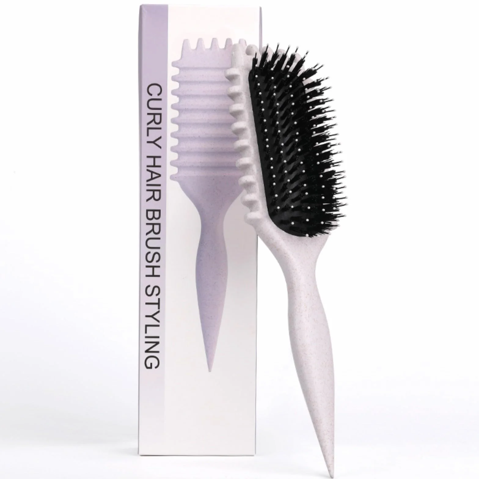 Definicja Curl Brush, Boul Styling do zwijania, kształcenia i projektowania loków (# kolor beżowy, paski)