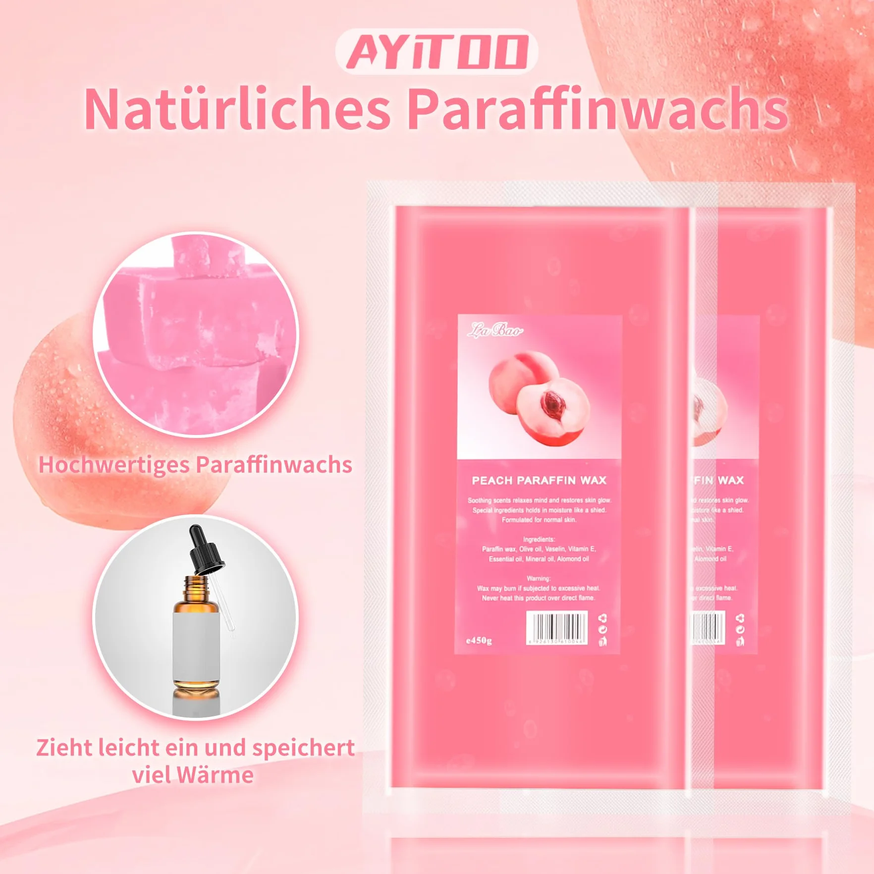 Wosk parafinowy brzoskwiniowy 2700 g do rąk i stóp zestaw