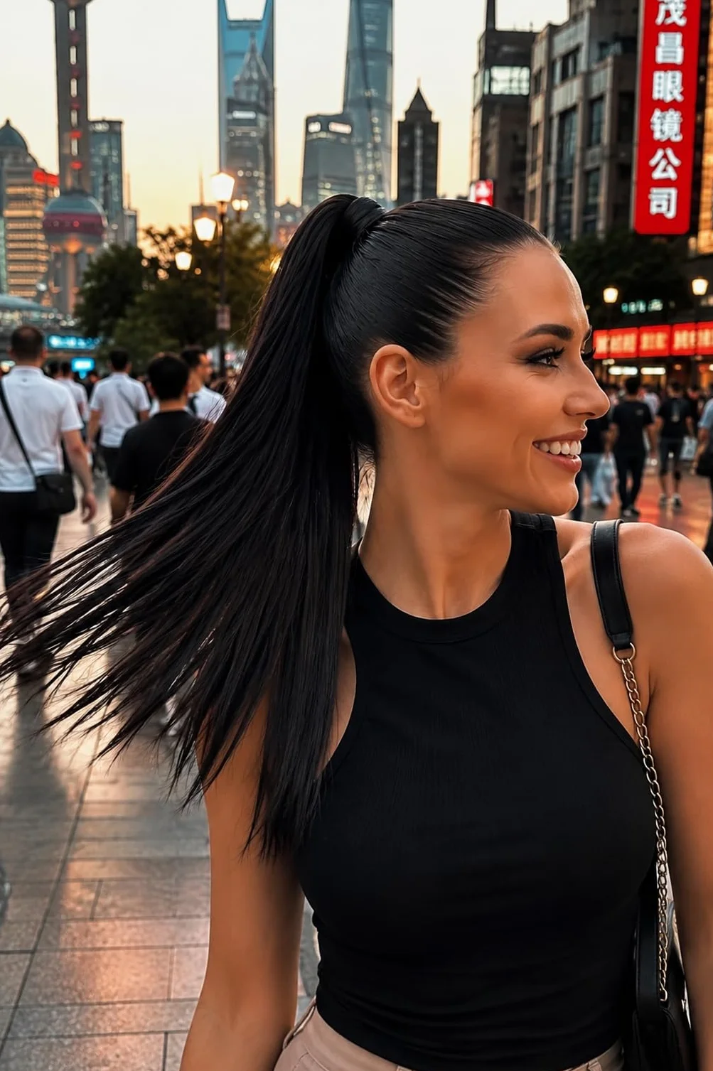 CAISHA 50cm Klips Na Warkocz Treska Do Przedłużania Włosów W Koński Ogon Syntetyczne Gładkie Czarny