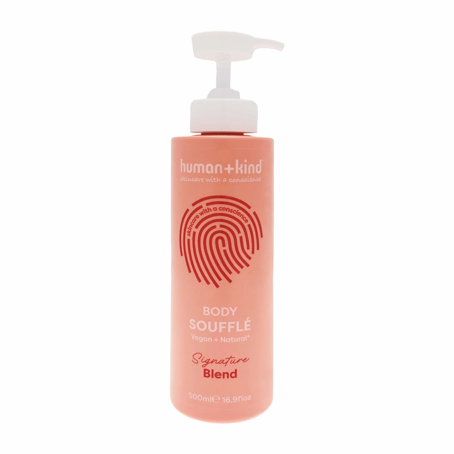 Human+Kind - Body Souffle - Lecht Schlagsahne-Feuchtigkeitscreme schnell ein - idealny do trockene oder zu ekzemen tendencyjnych Haut - natürliche, vegan Hautpflege - Flasche o pojemności 500 ml.