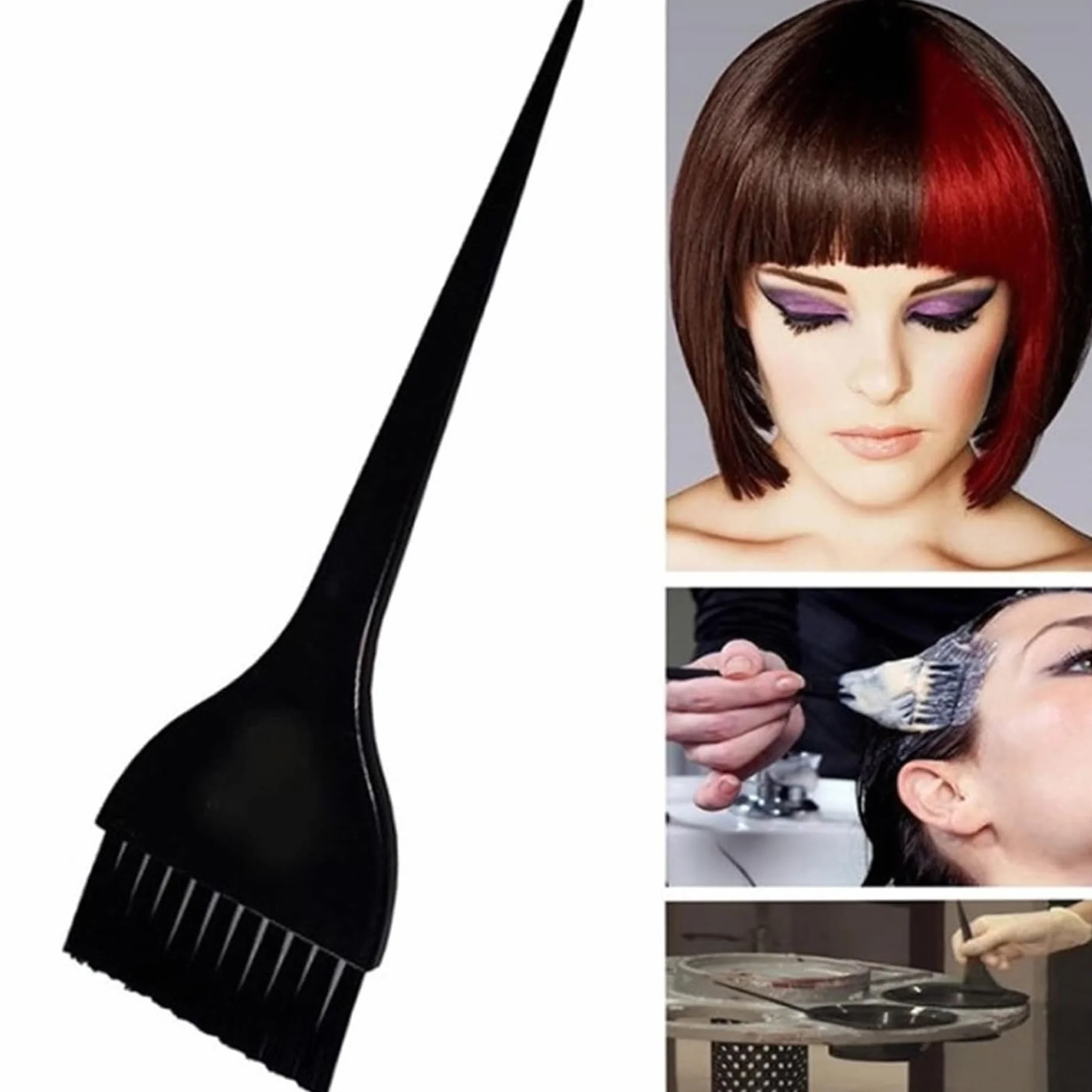 24/6 szt. Zestaw Narzędzi do Farbowania Włosów, DIY Salonu Fryzjerskiego do Farbowania Włosów Narzędzia do Farbowania Włosów, Zestaw Pędzli do Farbowania Włosów (6-części czarne)