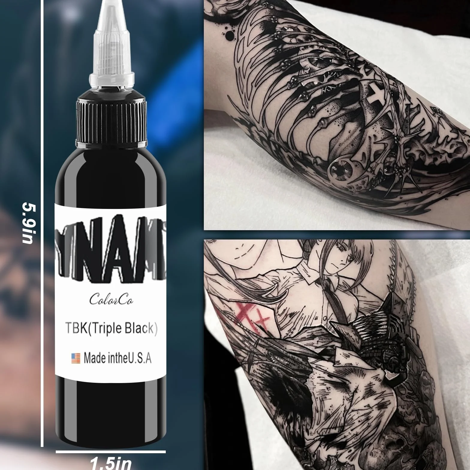 UMIKAkitchen Czarny tusz do tatuażu – dynamiczny makijaż permanentny do podszewki tatuażu i cieniowania makijażu ciała (120 ml)