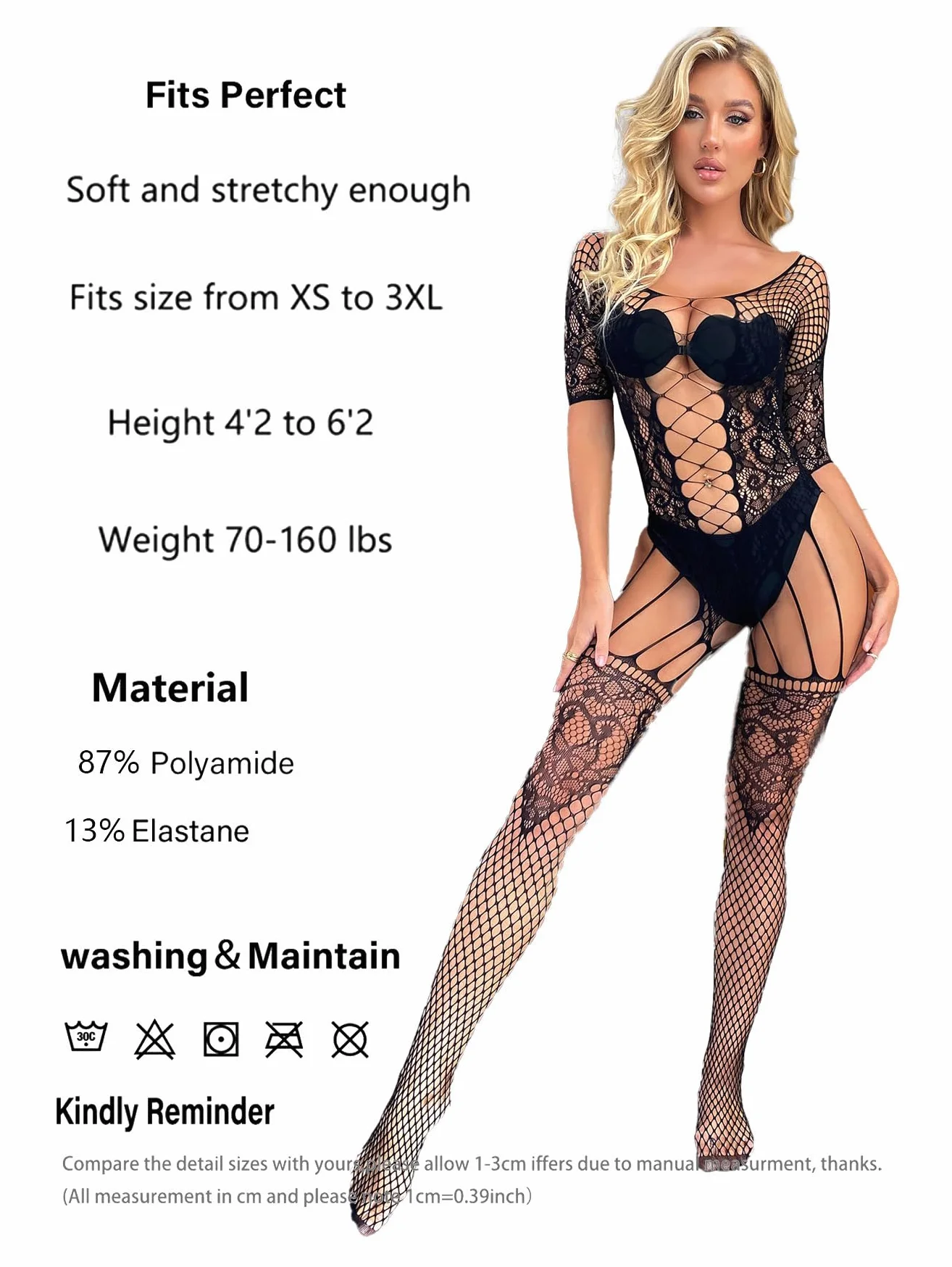 V-Ting Seksowna bielizna dla kobiet zestaw Catsuit Bodystocking ouvert Women Fishnet bodysuit rajstopy bielizna bielizna nocna sukienka nocna w kroku otwarta do seksu, Czarny OMYH, S-L