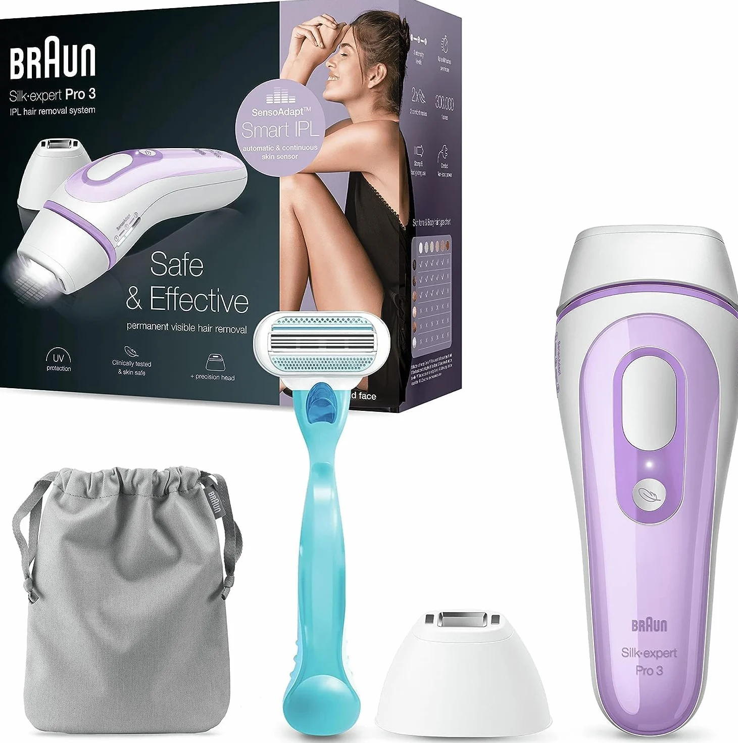 Braun Silk-Expert Pro 3 IPL Zestaw do Depilacji, Różowy, ‎23.6 x 10.36 x 19.42 cm,