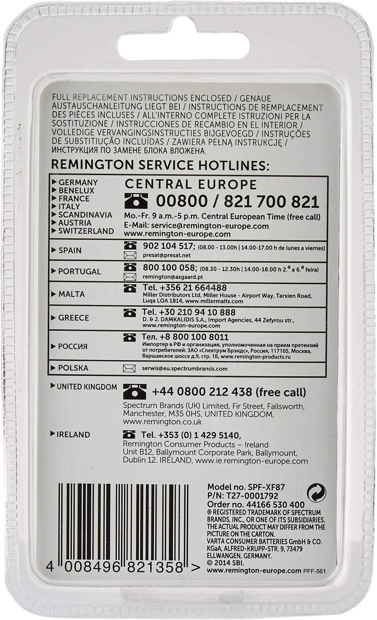 Remington Smart Edge Pro XF8700 SPF-XF87 zamienna folia i blok ostrzy do golarki elektrycznej foliowej