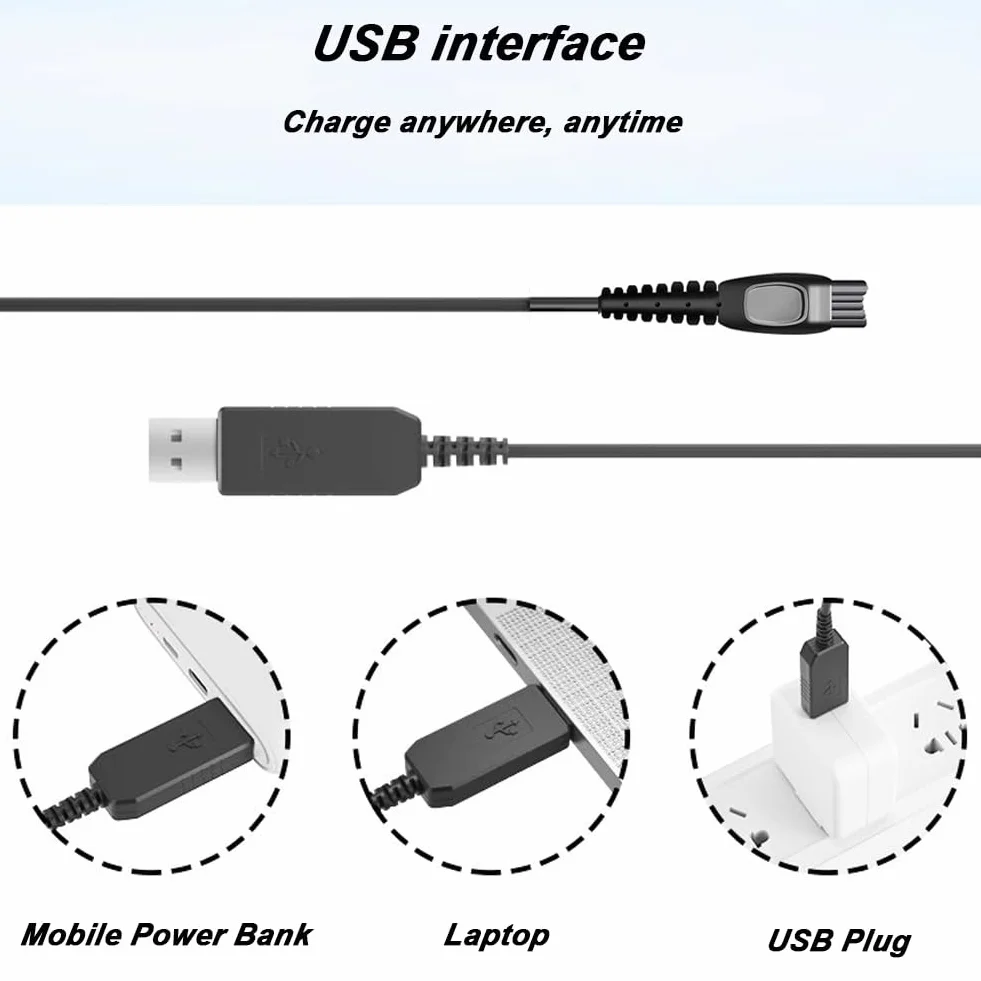 HQ8505 15V Ładowarka USB Kabel zasilający do golarki elektrycznej Philips serii 3000 5000 7000 9000 Norelco One Blade QP6520 QP6510