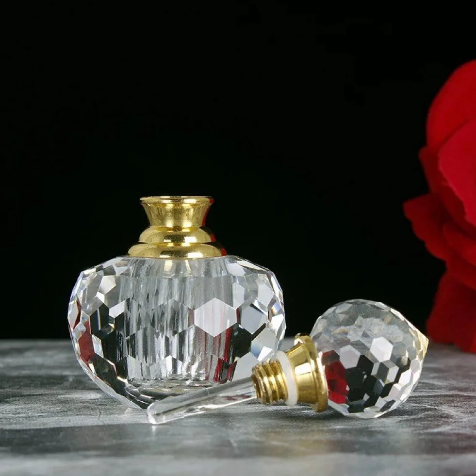 Szklana butelka perfum vintage z zakraplaczem na olejek eteryczny