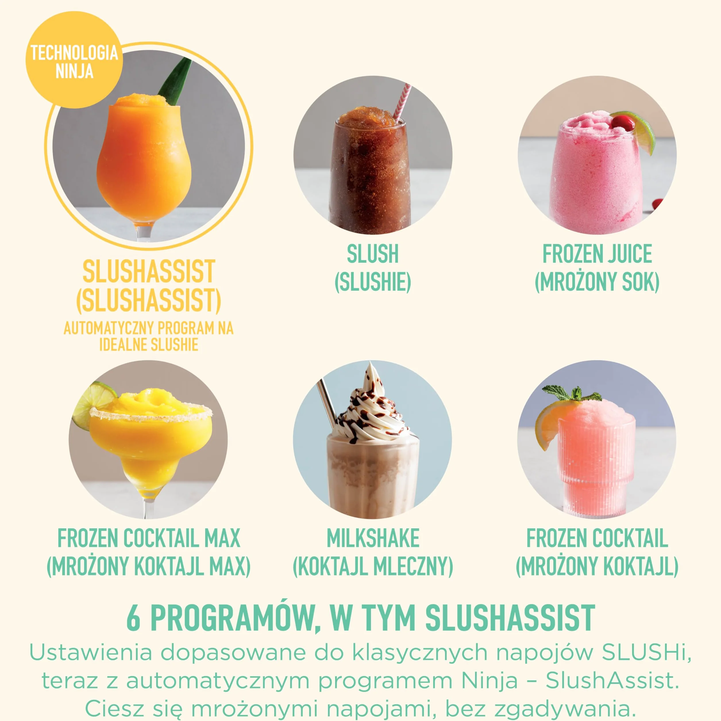 Ninja SLUSHi XL wielofunkcyjna maszyna do mrożonych napojów z technologią SlushAssist, Bardzo duża pojemność 3,7l (maks. napełnienie 2840ml), Przygotuj slushie, mrożone koktajle itp. Zielony FS601EUGN