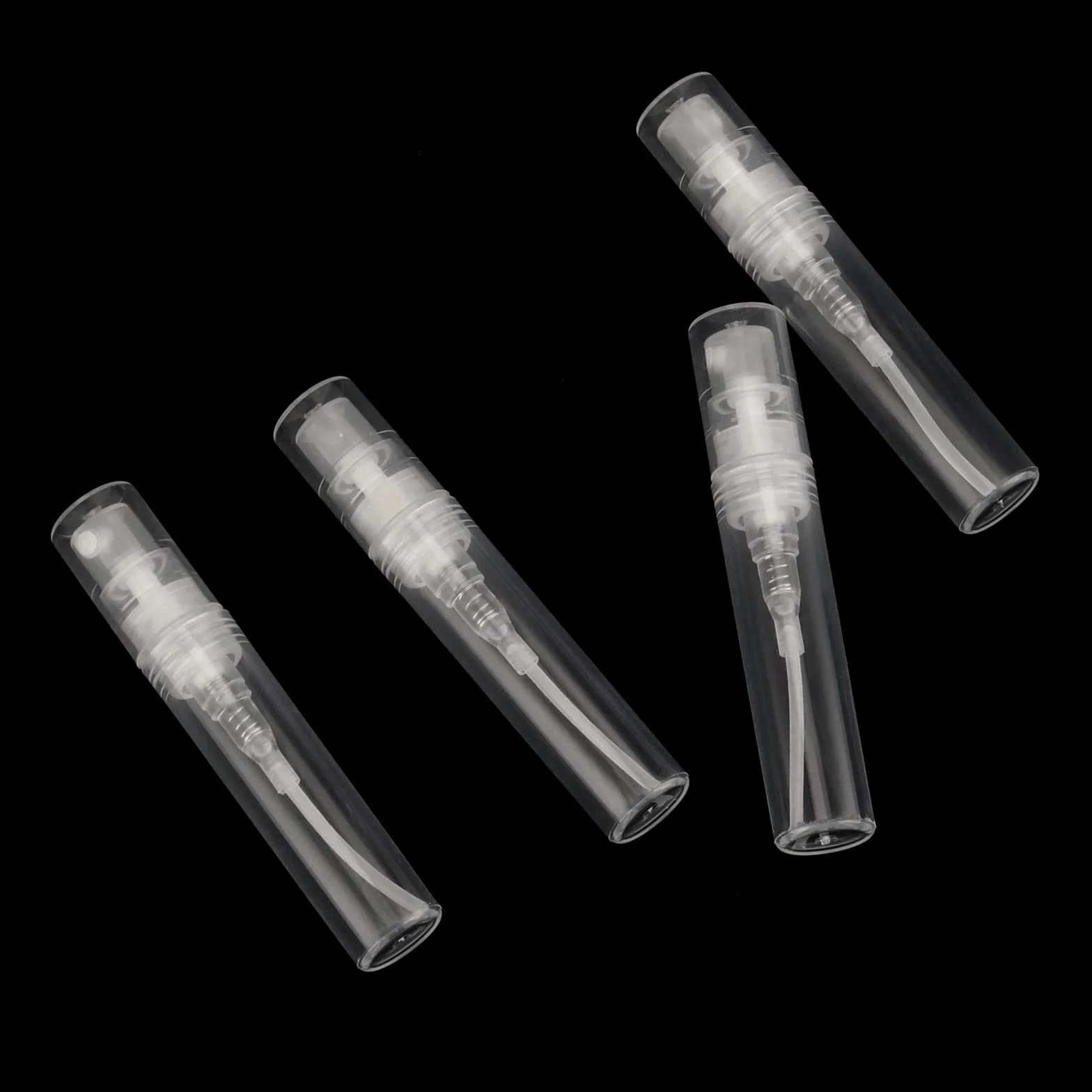 100 sztuk mini butelek z rozpylaczem, 3 ml, do wielokrotnego napełniania, plastikowa butelka z rozpylaczem, przezroczysta, z tworzywa sztucznego, rozpylacz perfum do podróży, balsamu, perfum
