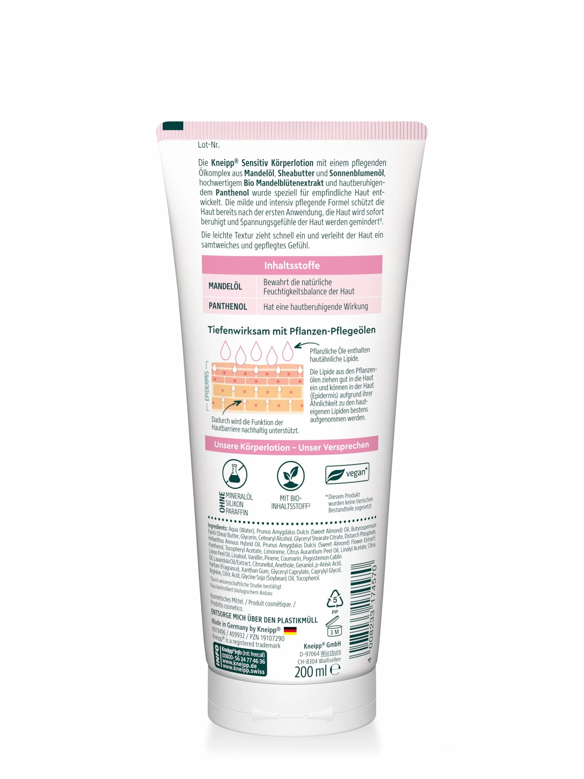 Kneipp Zestaw upominkowy Lieblingsmensch - opakowanie prezentowe z balsamem do ciała i balsamem pod prysznic z serii "Hauttzart" z kwiatów migdałów - 2 x 200 ml
