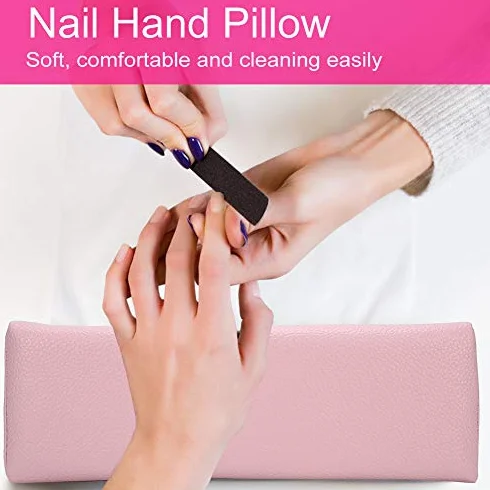 Paznokcie Podpórka Manicure Poduszka do rąk do paznokci Miękka i trwała poduszka do manicure ze skóry PU do paznokci na stół do paznokci 30 x 9,5 x 6,5 cm (różowy)