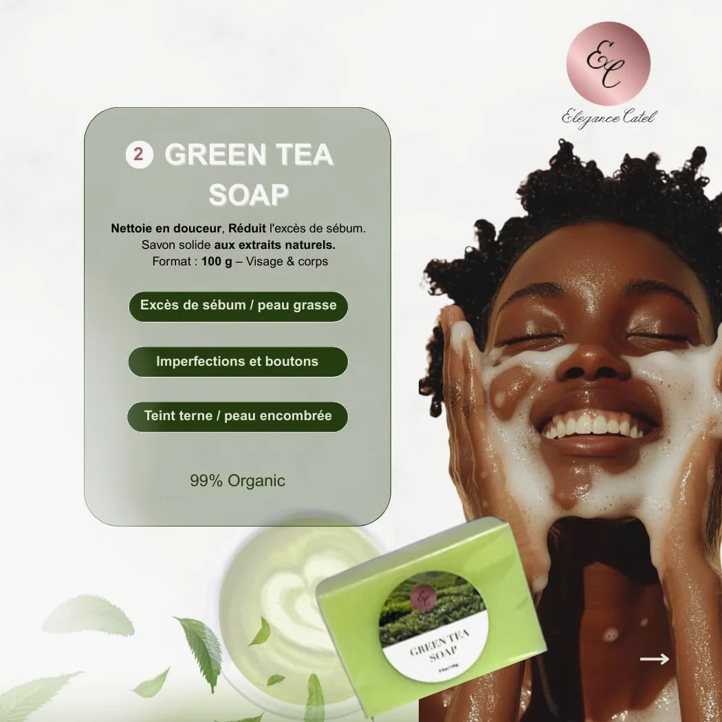 Zestaw do pielęgnacji twarzy i ciała z zieloną herbatą, 6 produktów organicznych 99% naturalnych, nawilżająca i oczyszczająca pełna rutyna