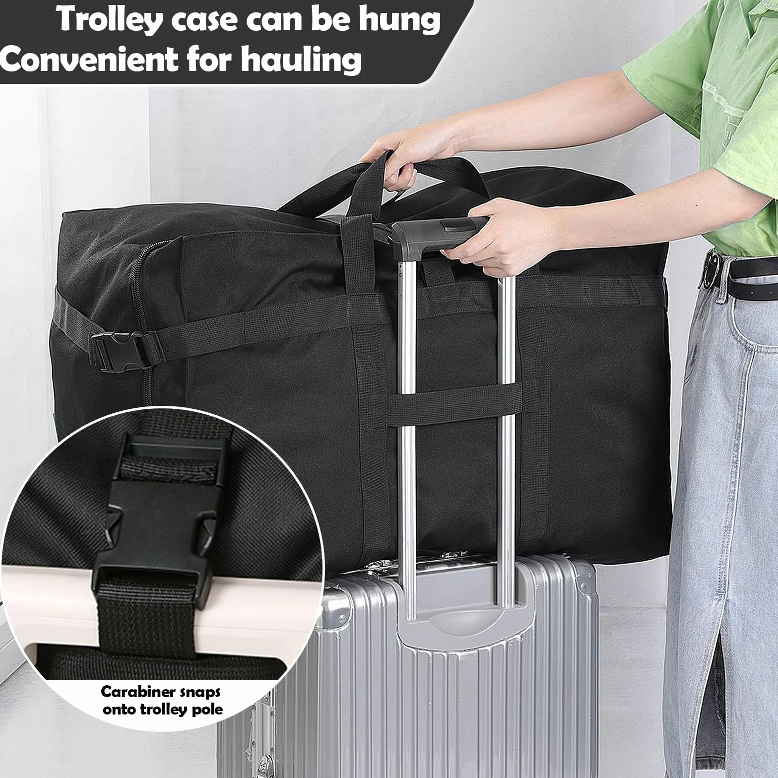 Składana torba podróżna bardzo duża, duża pojemność Duffel Travel Bagel, lekka i wodoodporna nad bagażem, dla linii lotniczych, podróży, kempingu, przeprowadzki, Niebieska, 70*35*48cm, brak