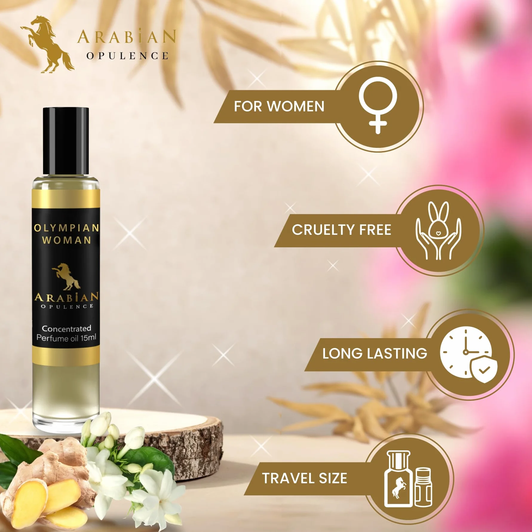 Arabian Opulence FR226 OLYMPIAN WOMAN olejek perfumowany w kulce, skoncentrowany olejek do ciała, długotrwały perfumy na bazie oleju dla kobiet, rozmiar podróżny