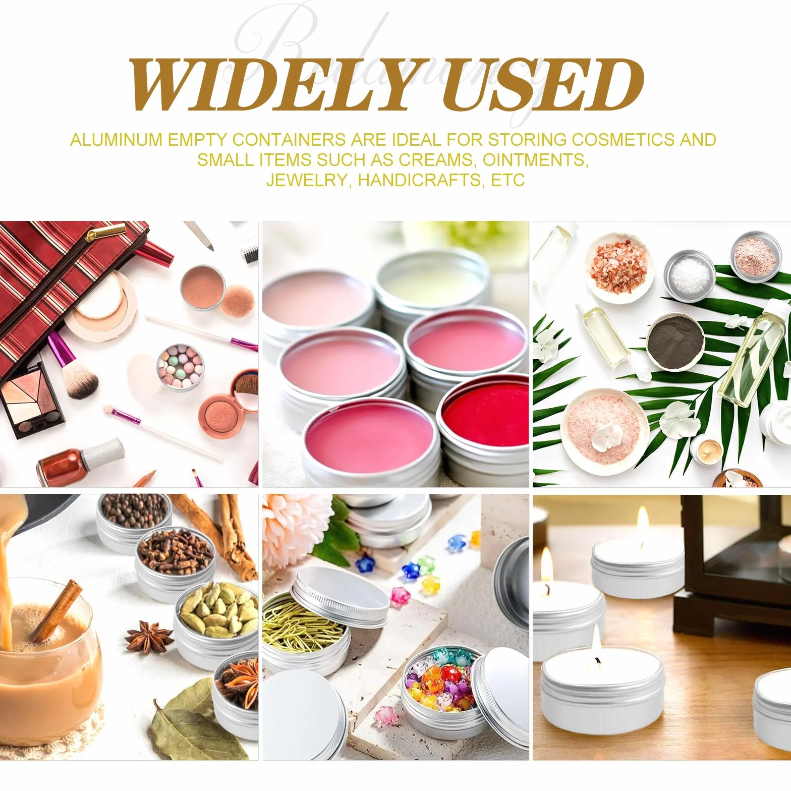 Redamancy 20 szt. aluminiowych pustych pojemników, 20 ml, puste butelki na krem do makijażu, okrągłe podróżne słoiki na krem z 2 okrągłymi naklejkami i 4 mini szpatułkami do balsamu do ust, balsamu