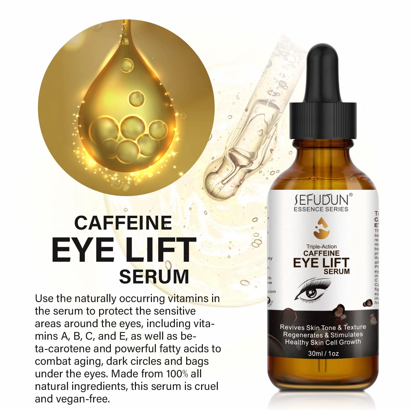Serum przeciwstarzeniowe z EGCG, witamina C, kwas hialuronowy, kolagen