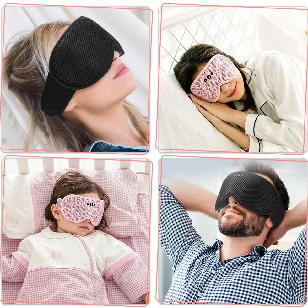 flintronic Maska na oczy Bluetooth – 3D, duża orbita, czarna