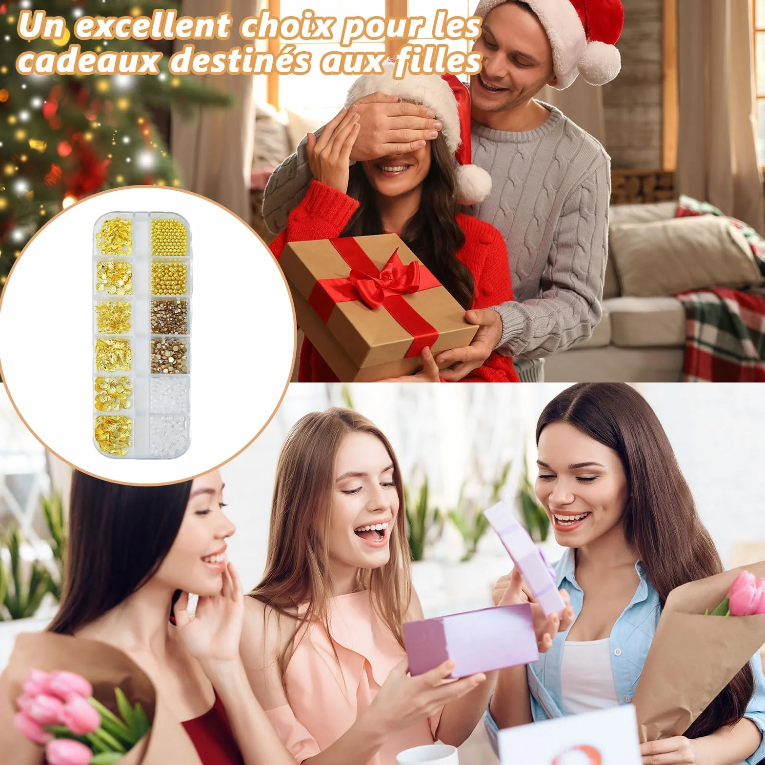 Dreamil Zawieszka do paznokci z motywem oceanu, złote zawieszki do paznokci, złote zawieszki 3D, do samodzielnego zdobienia paznokci, manicure na wesela, imprezy plażowe.