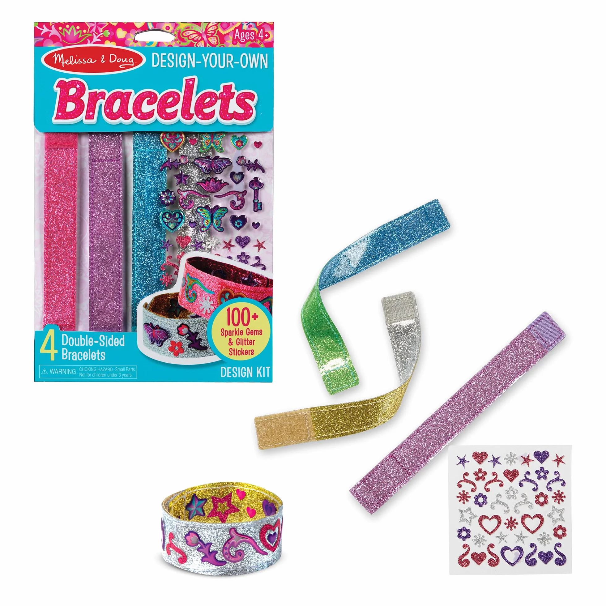Melissa & Doug Design-Your-Own Bracelets With 100+ Sparkle Gem and Glitter Stickers