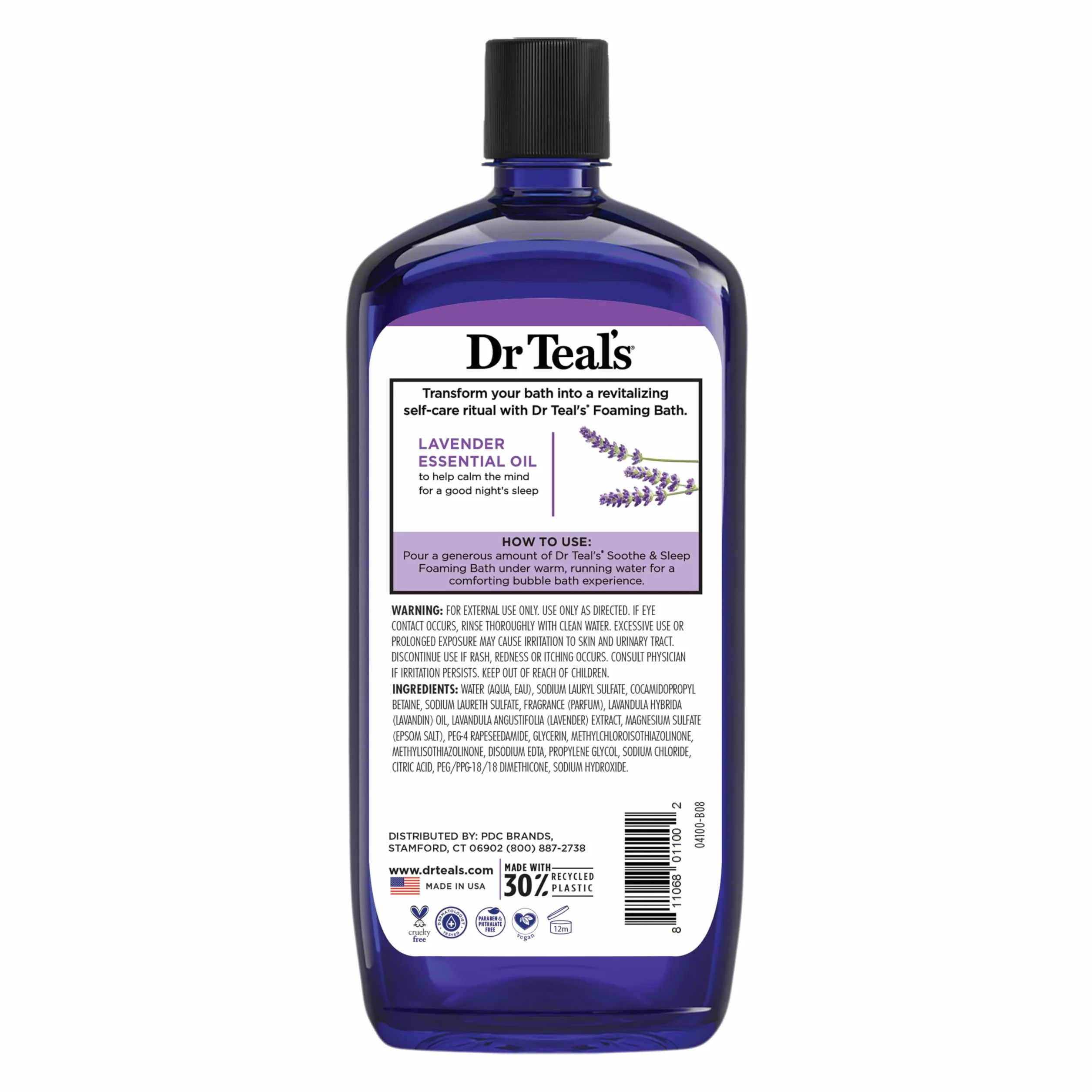 Dr Teal's Pure Epsom Salt Foaming Bath, pianka do kąpieli uspokajającej i snu, z lawendą. 1 l.
