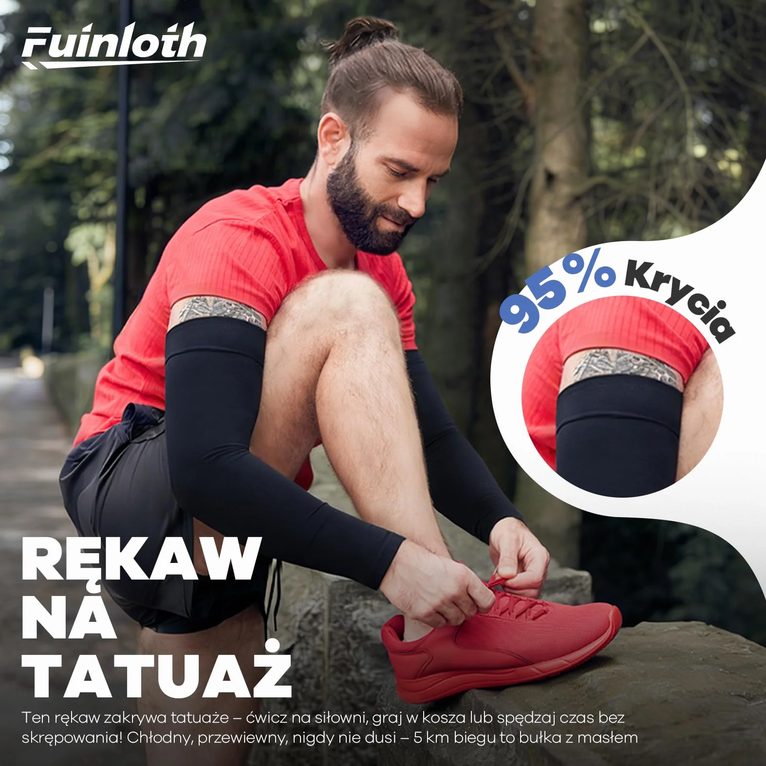 fuinloth 2 Pary Rękaw dla Mężczyzn i Kobiet z Ochroną Przeciw UV Kompresyjny Rękaw do Zakrywania Tatuaży i Sportu Rękawy Czarny+Biały
