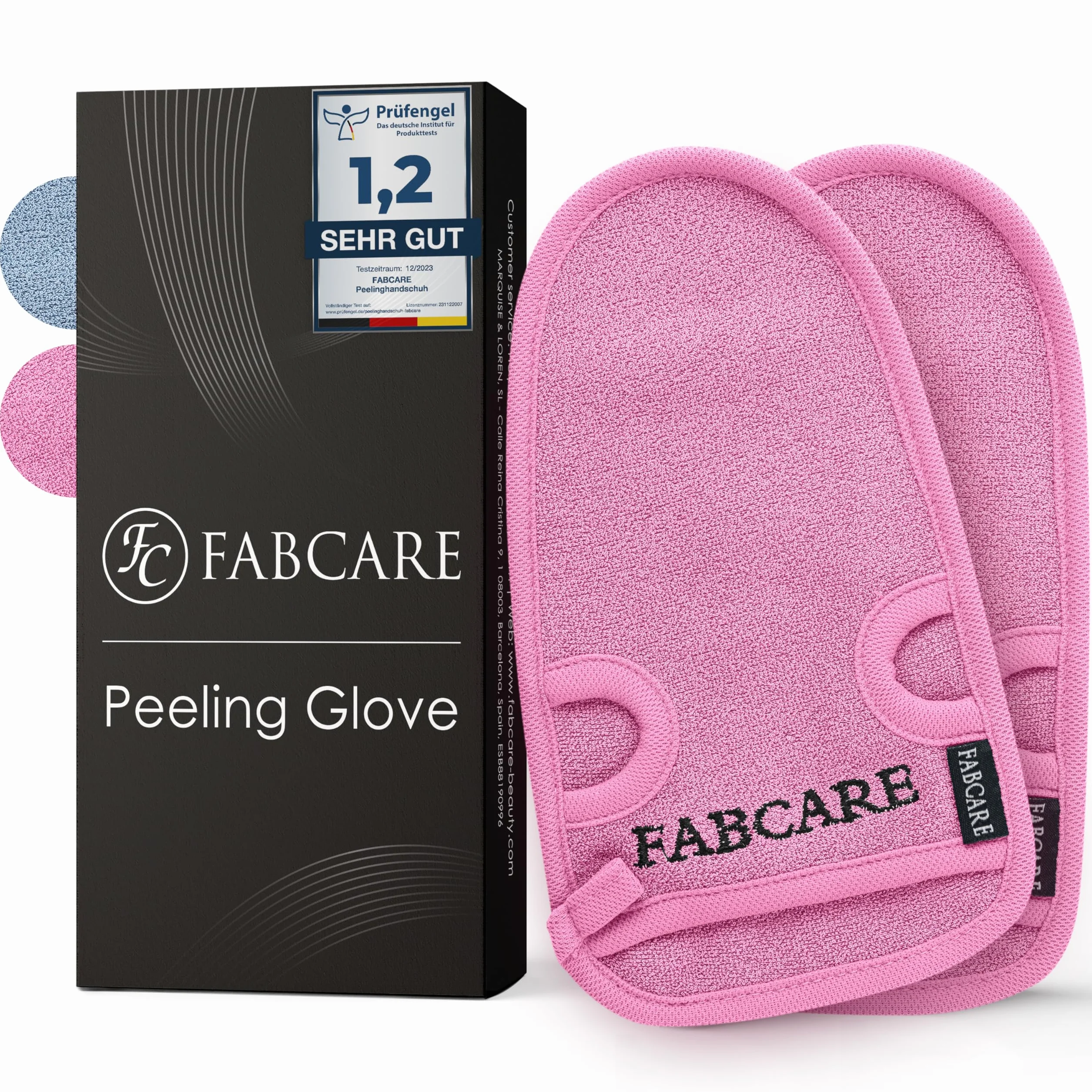 FABCARE Rękawica do peelingu 2 sztuki Dermatest bardzo dobry głęboko oczyszcza pory do ciała i twarzy
