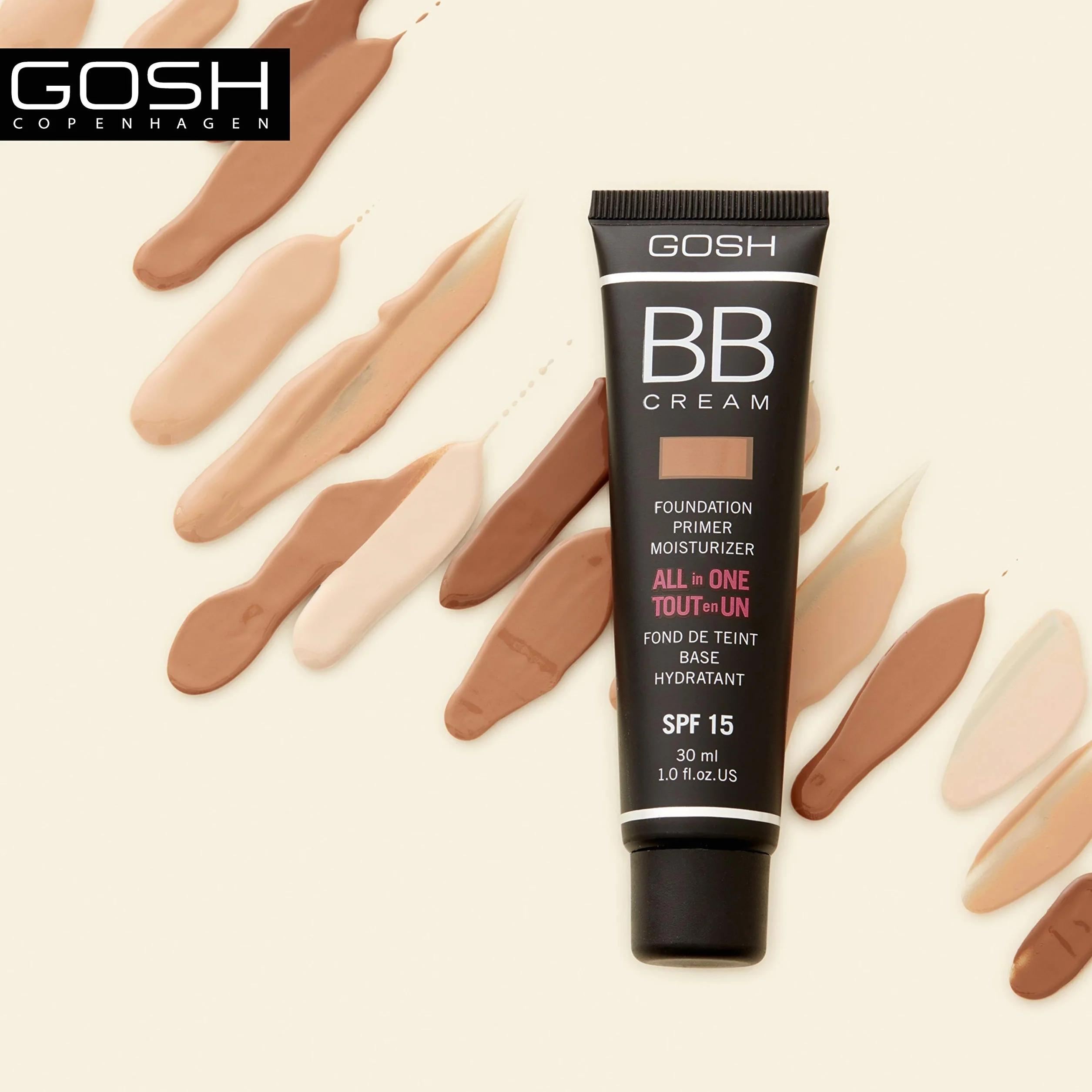 Gosh Bb Cream Foundation Primer Moisturizer #03-Warm Beige, 30 ml