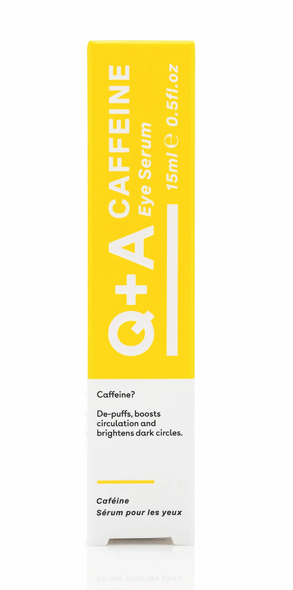 Q+A Serum Pod Oczy z Kofeiną. Serum pod oczy, które pobudza krążenie i redukuje opuchliznę pod oczami. 15ml/0.5fl.oz.