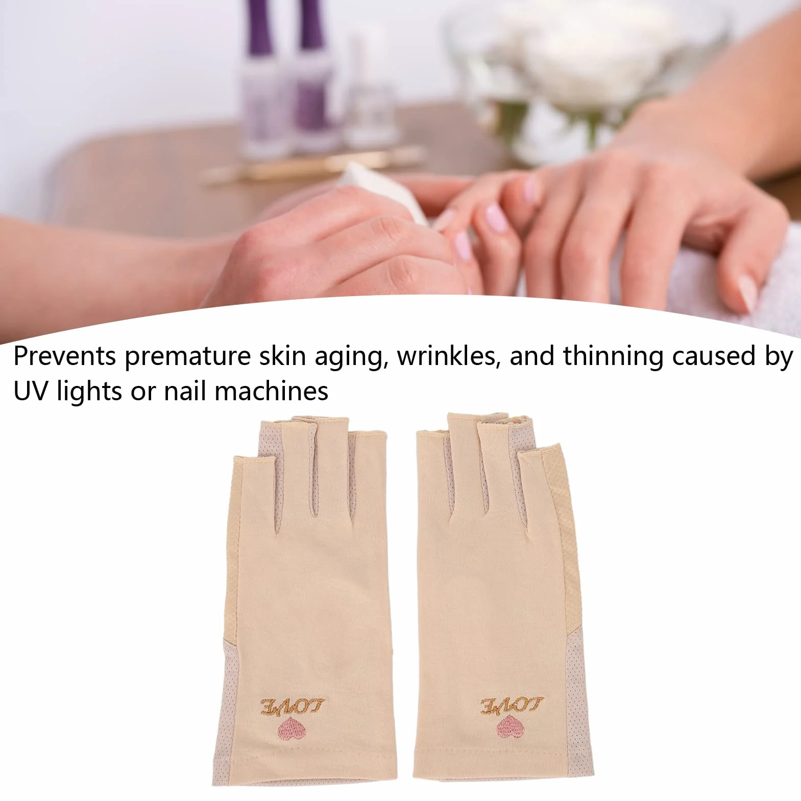 Rękawice Anty UV do Lampy żelowej do Paznokci Rękawice do Manicure Ochrona Przed Promieniowaniem UV Rozciągliwe Oddychające Włókna Bez Palców Bawełniane Rękawiczki do Paznokci(Jasny zółty)