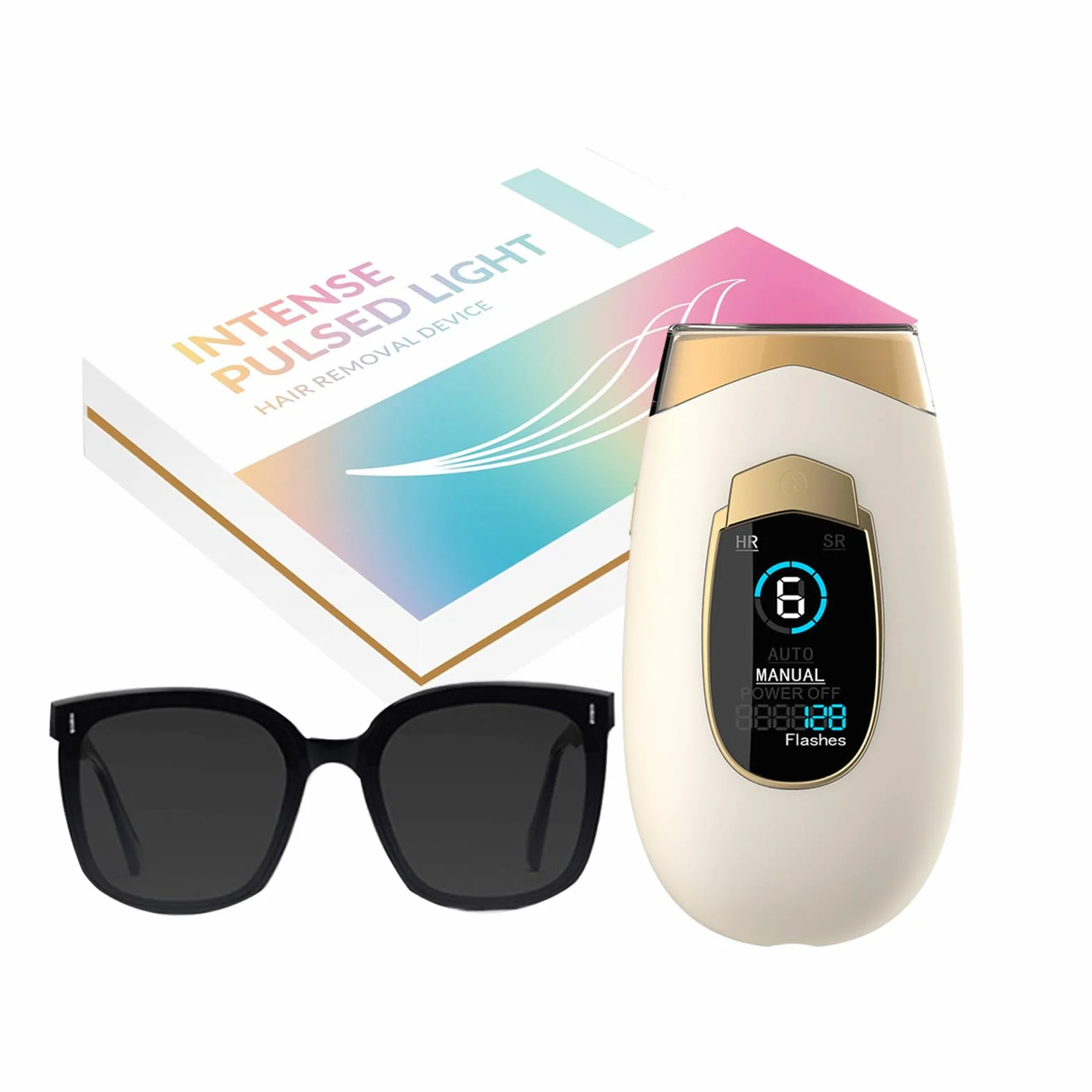 Lumisilk Luminia IPL Depilator, trwała redukcja włosów, zestaw z okularami, matowy off-biały