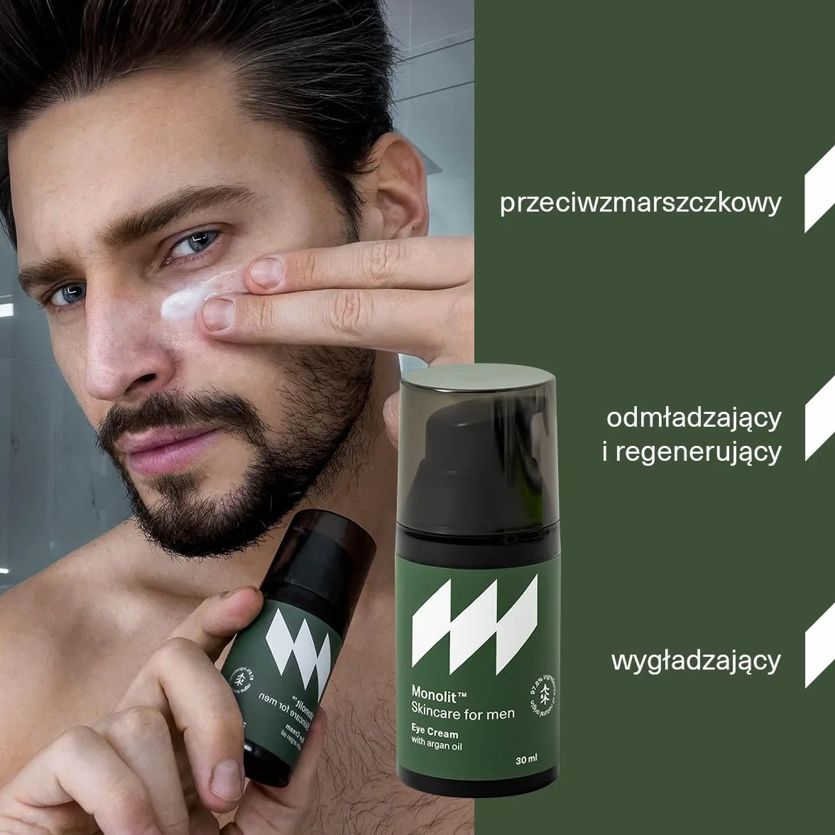 Monolit Krem pod Oczy z Olejkiem Arganowym dla Mężczyzn, Przeciwzmarszczkowy, Nawilżający, 30ml