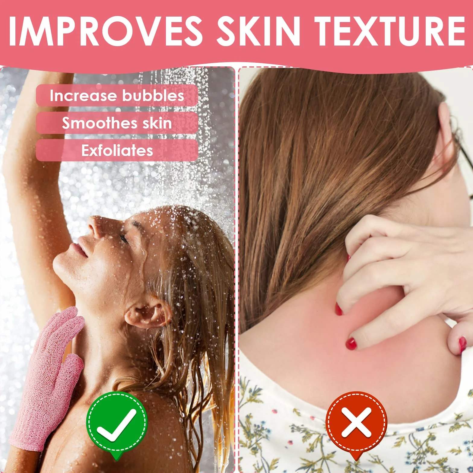 Sibba Rękawice złuszczające, bambusowe, do peelingu, do ciała, złuszczające, do prysznica, spa, masażu i usuwania martwych komórek naskórka, luffa, 6 szt. (zielone, niebieskie, różowe)