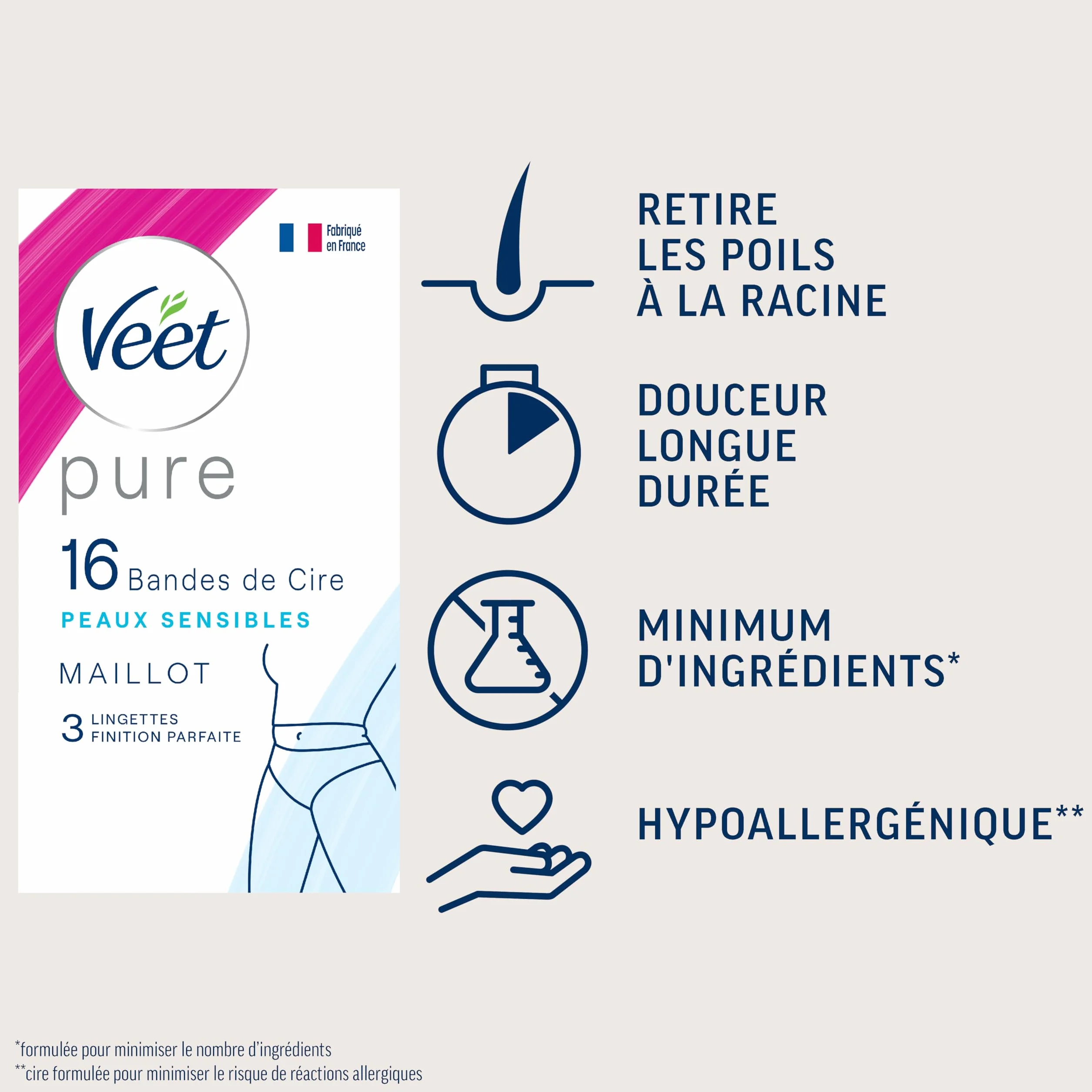 Veet - PURE Paski z zimnego wosku Koszulka - Skóra wrażliwa x 16