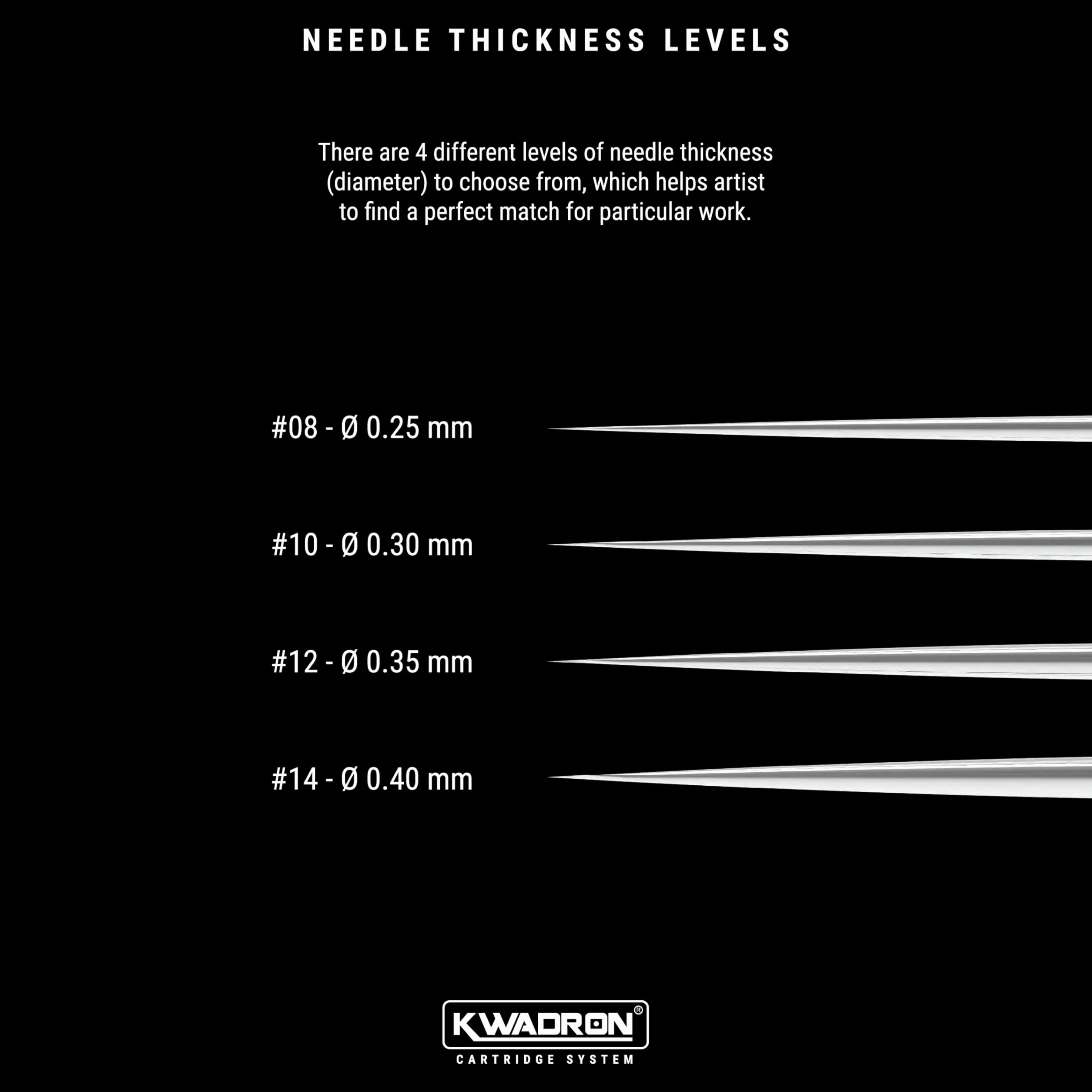 Kwadron Tattoo Cartridge System Round Liner Long Taper 0,25 mm 1RL 3 RL 5RL 7RL 9RL 13 RL (1RL) 20 pcs (25/7RL (20pcs))