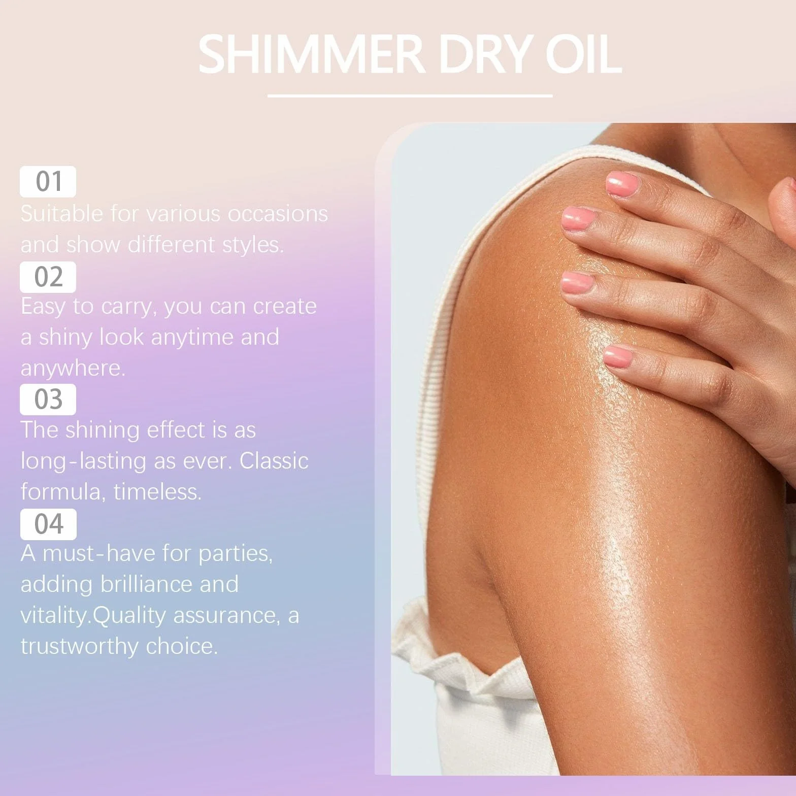 Orphic Shimmer Dry Oil, Orphic Body Shimmer, Body Glitter Oil, Glow Recipe, wielokolorowy, wodoodporny, długotrwały puder brokatowy na festiwal, maskaradę, urodziny (B)