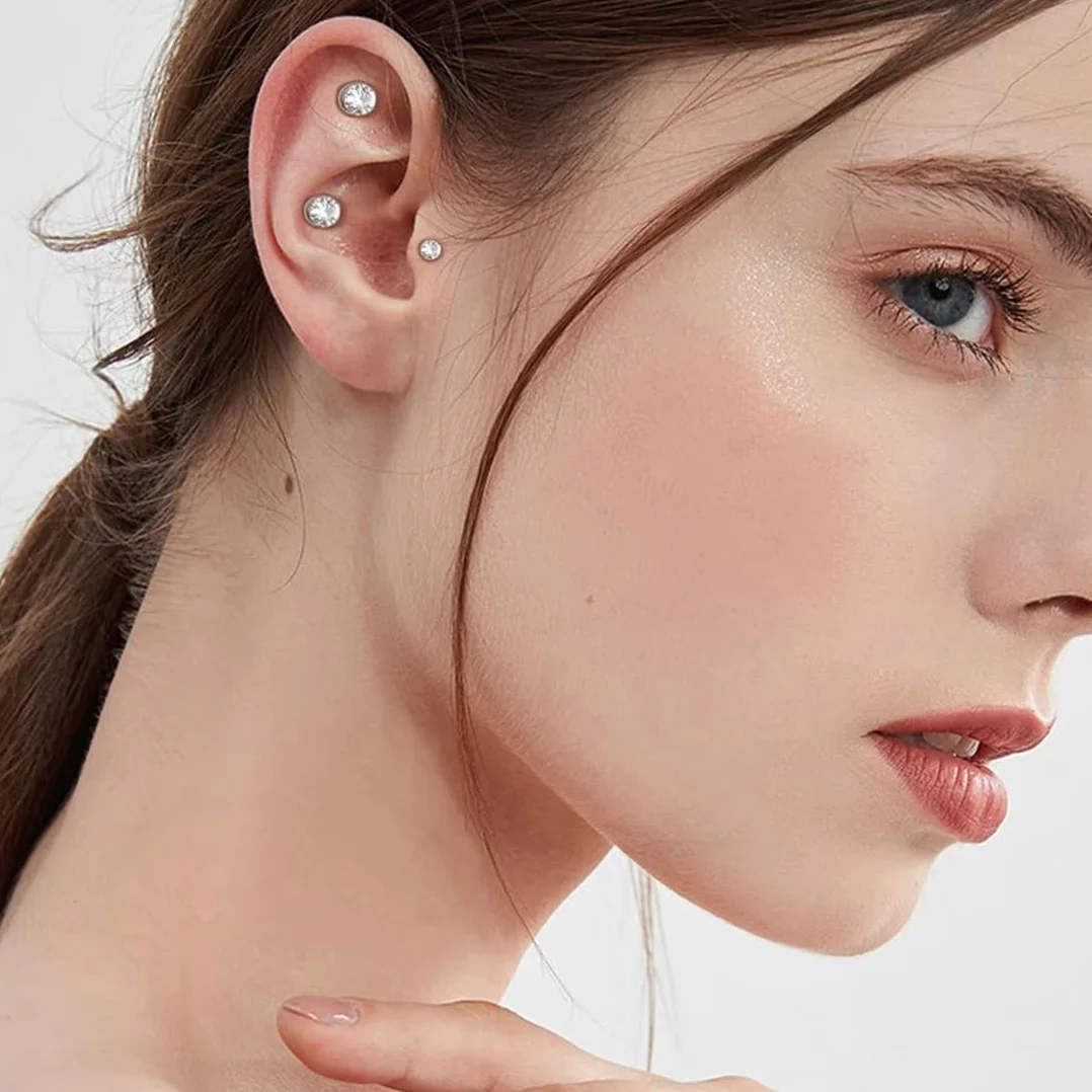 2 pary magnetycznych kolczyków ze stali nierdzewnej dla mężczyzn i kobiet unisex bez przekłuwania fałszywych magnesów zestaw kolczyków 8 mm, srebrny/czarny, M, Stal nierdzewna