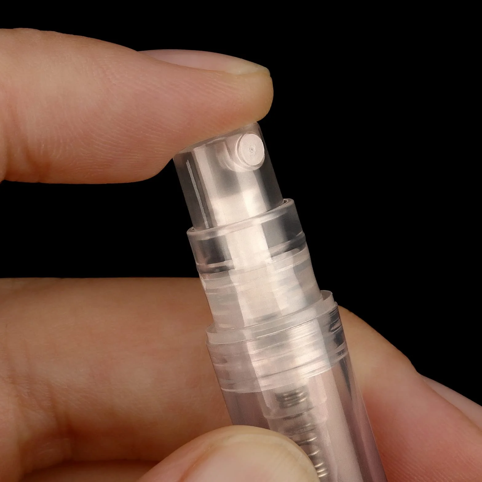 100 sztuk mini butelek z rozpylaczem, 3 ml, do wielokrotnego napełniania, plastikowa butelka z rozpylaczem, przezroczysta, z tworzywa sztucznego, rozpylacz perfum do podróży, balsamu, perfum