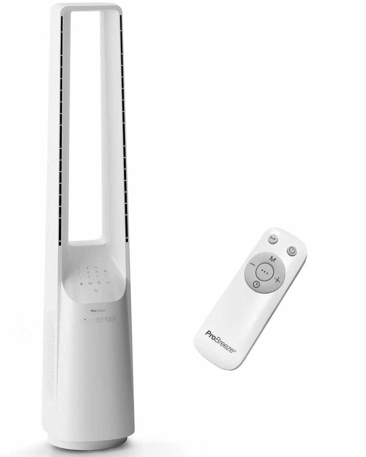 Pro Breeze Bezłopatkowy wentylator kolumnowy – cichy model wieżowy 101 cm, 6 prędkości, oscylacja 60°, chłodzenie powietrza – Biały