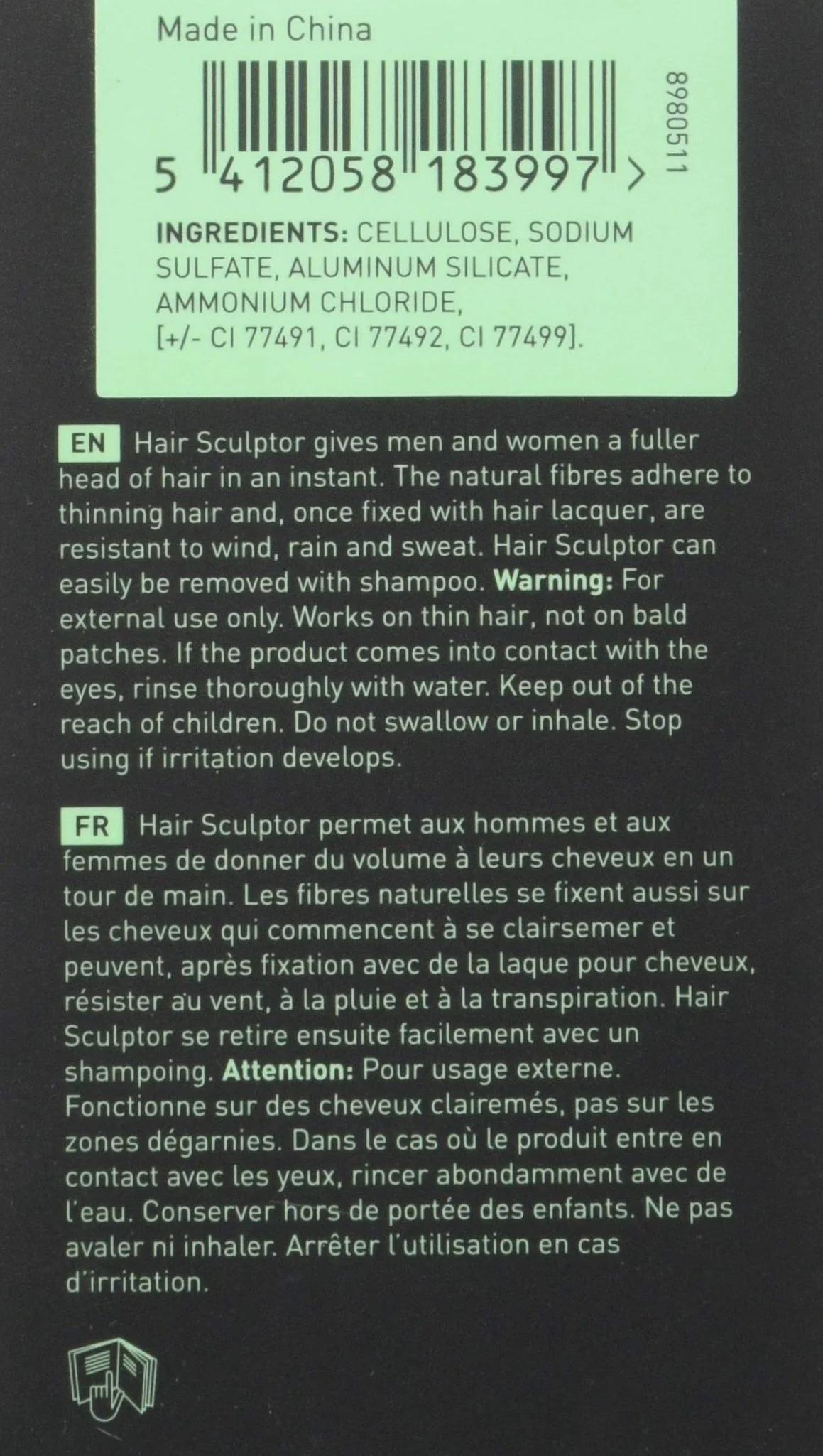 Hair Sculptor Hair Building Fibers zagęszczanie włosów, ciemnobrązowe, 25 g